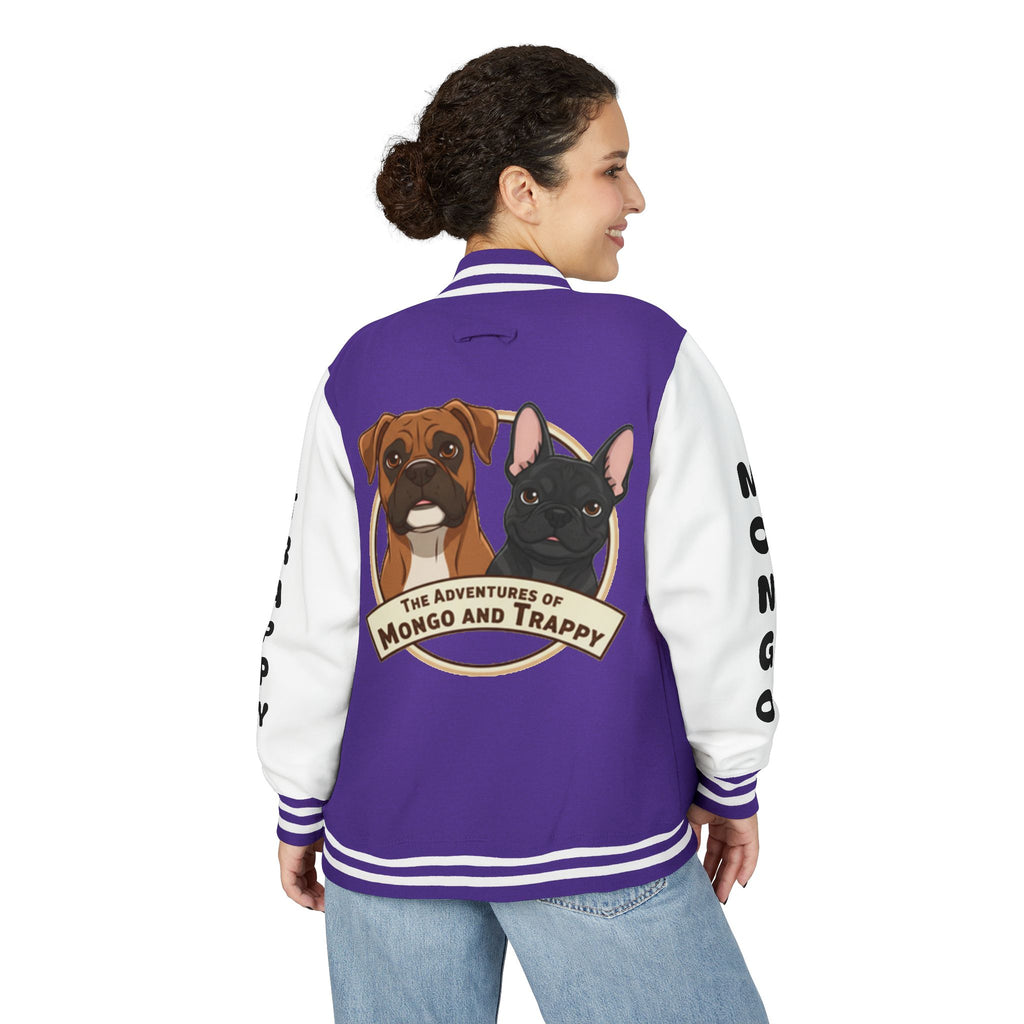 The Adventures of Mongo and Trappy Letterman Jacket | Dog Portrait Varsity Jacket