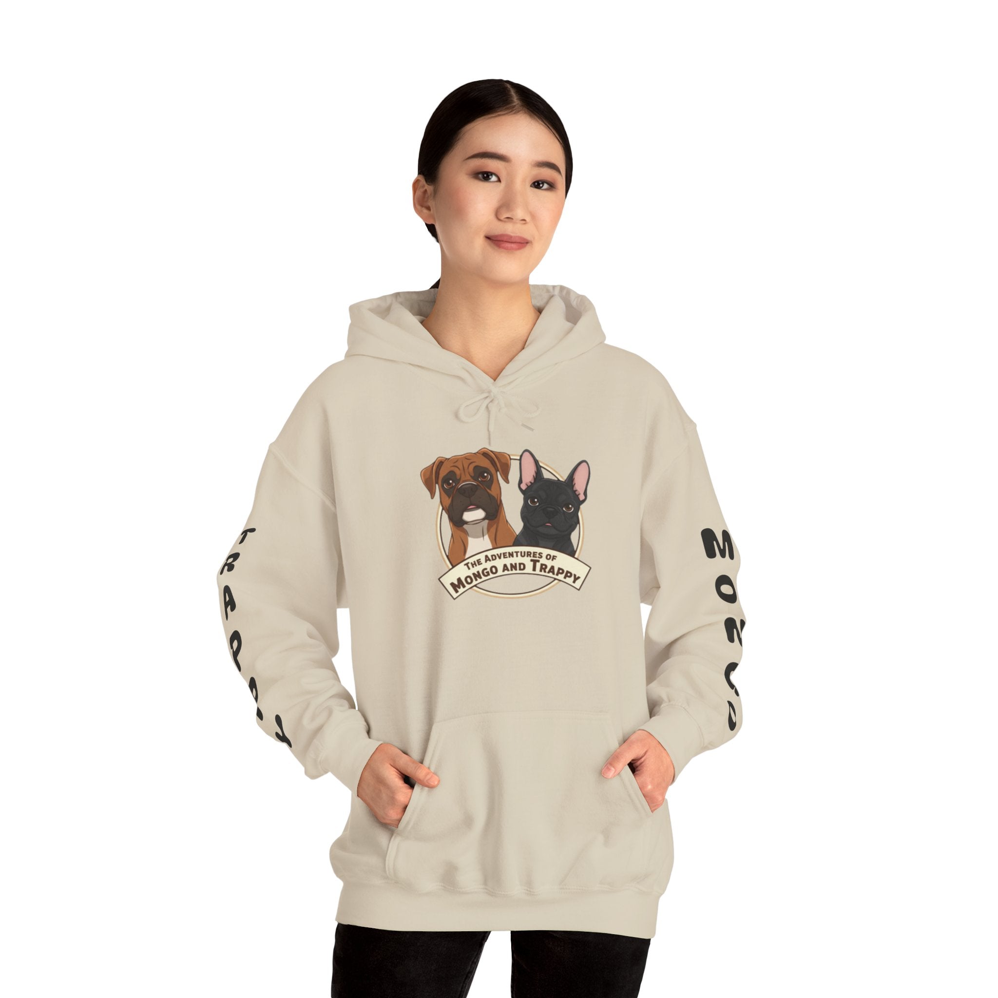 Dog Duo Hoodie — "Mongo and Trappy" Portrait Hoodie with QR Code