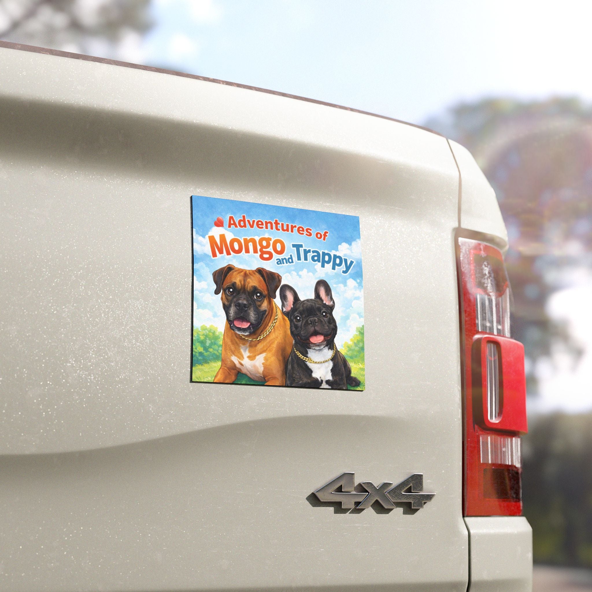 Adventures of Mongo & Trappy Car Magnet — Cute Boxer & French Bulldog Pet Magnet