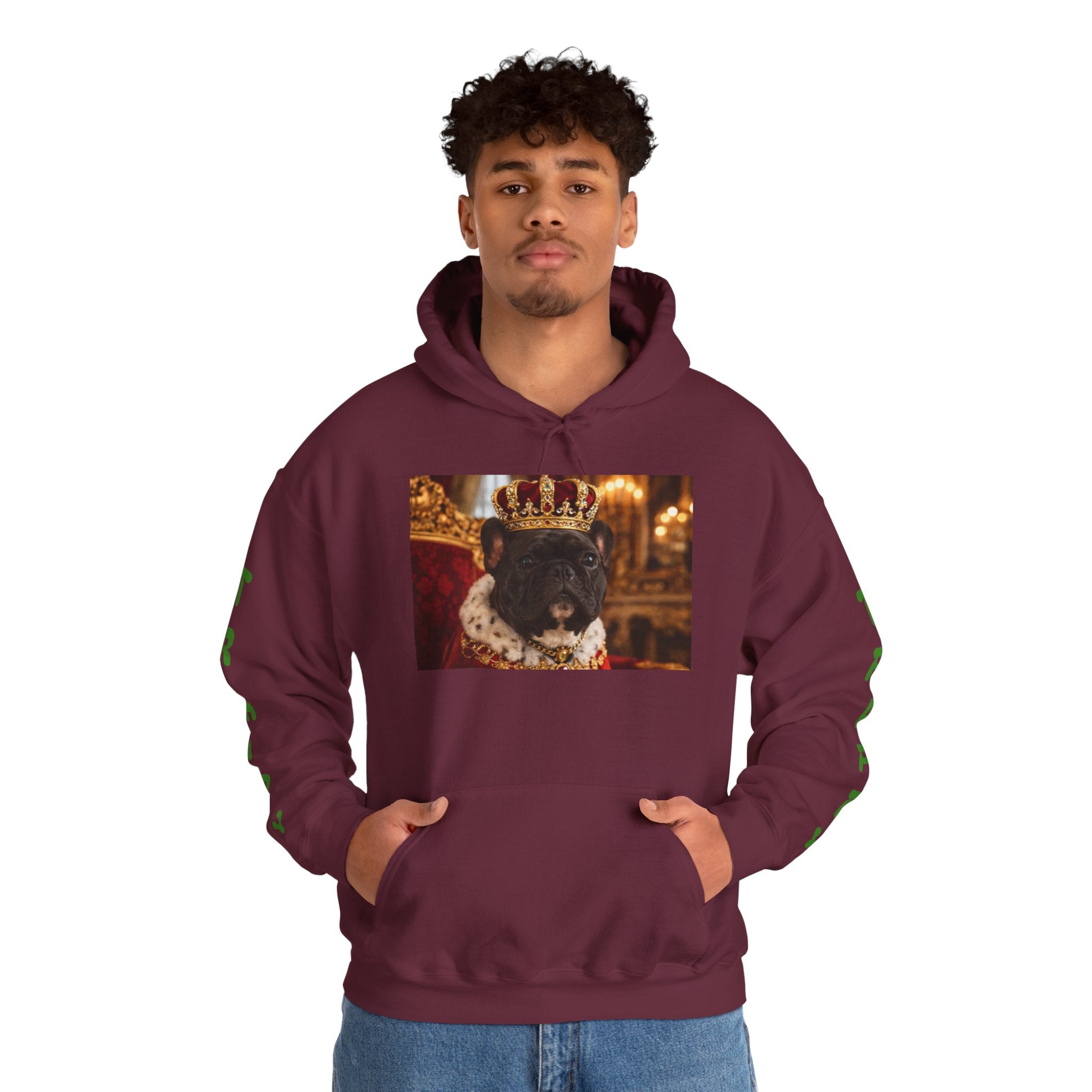 King Tuffy Crowned Dog Hoodie — Royal Dog Portrait Sweatshirt