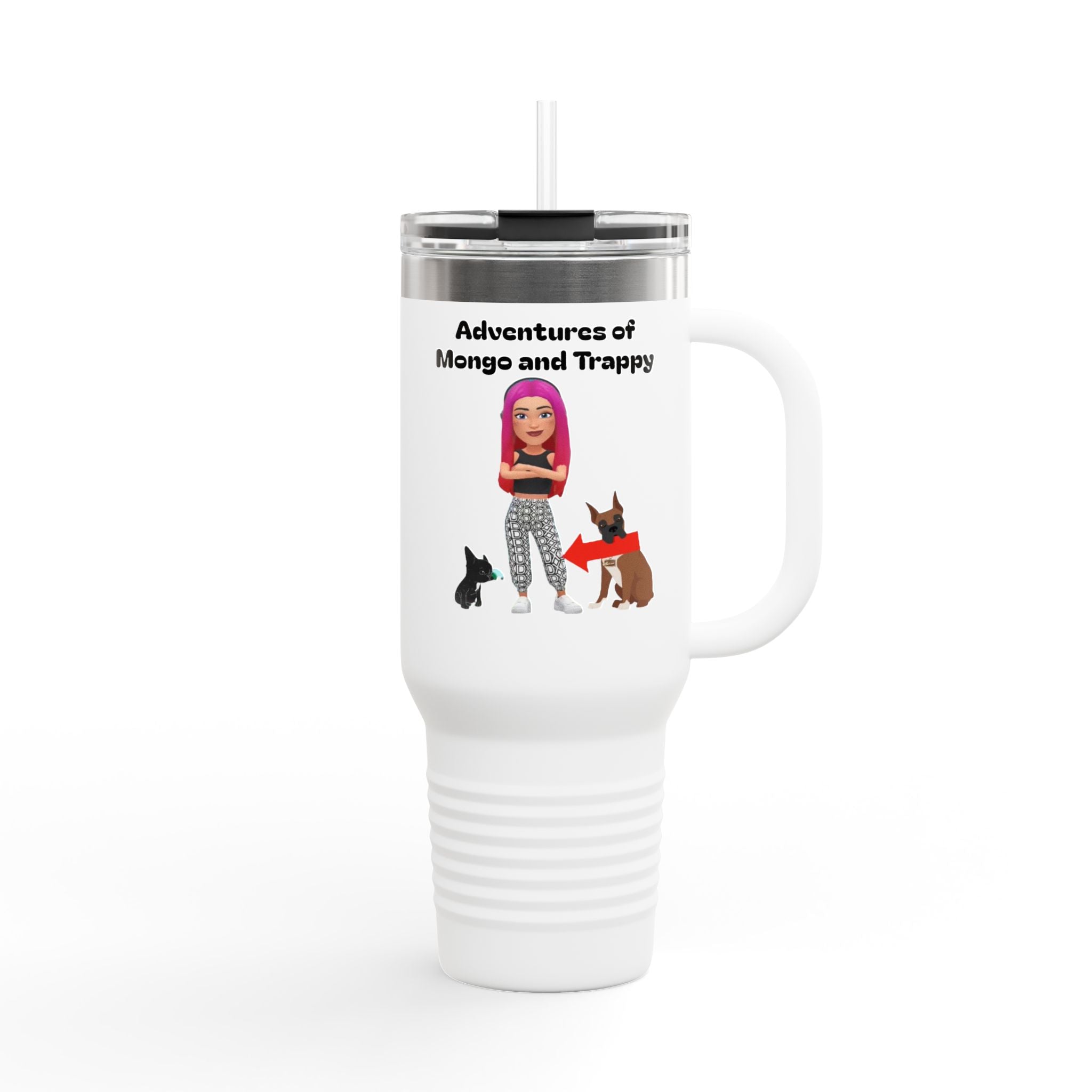 40oz Insulated Travel Mug — Adventures of Mongo and Trappy Personalized Pet & Owner Tumbler