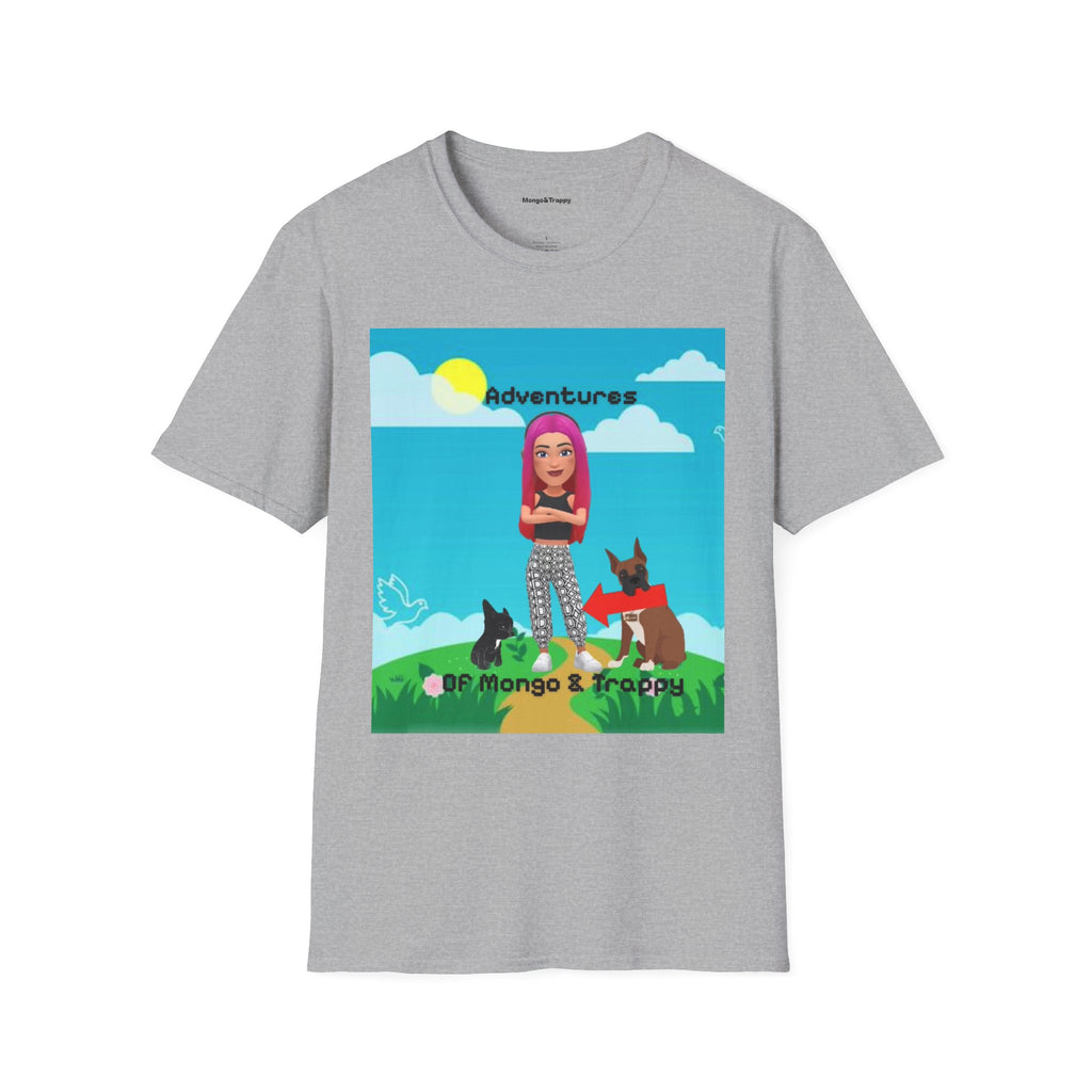 Adventure Graphic T-Shirt — “Adventures of Mongo & Trappy” with Back QR Code