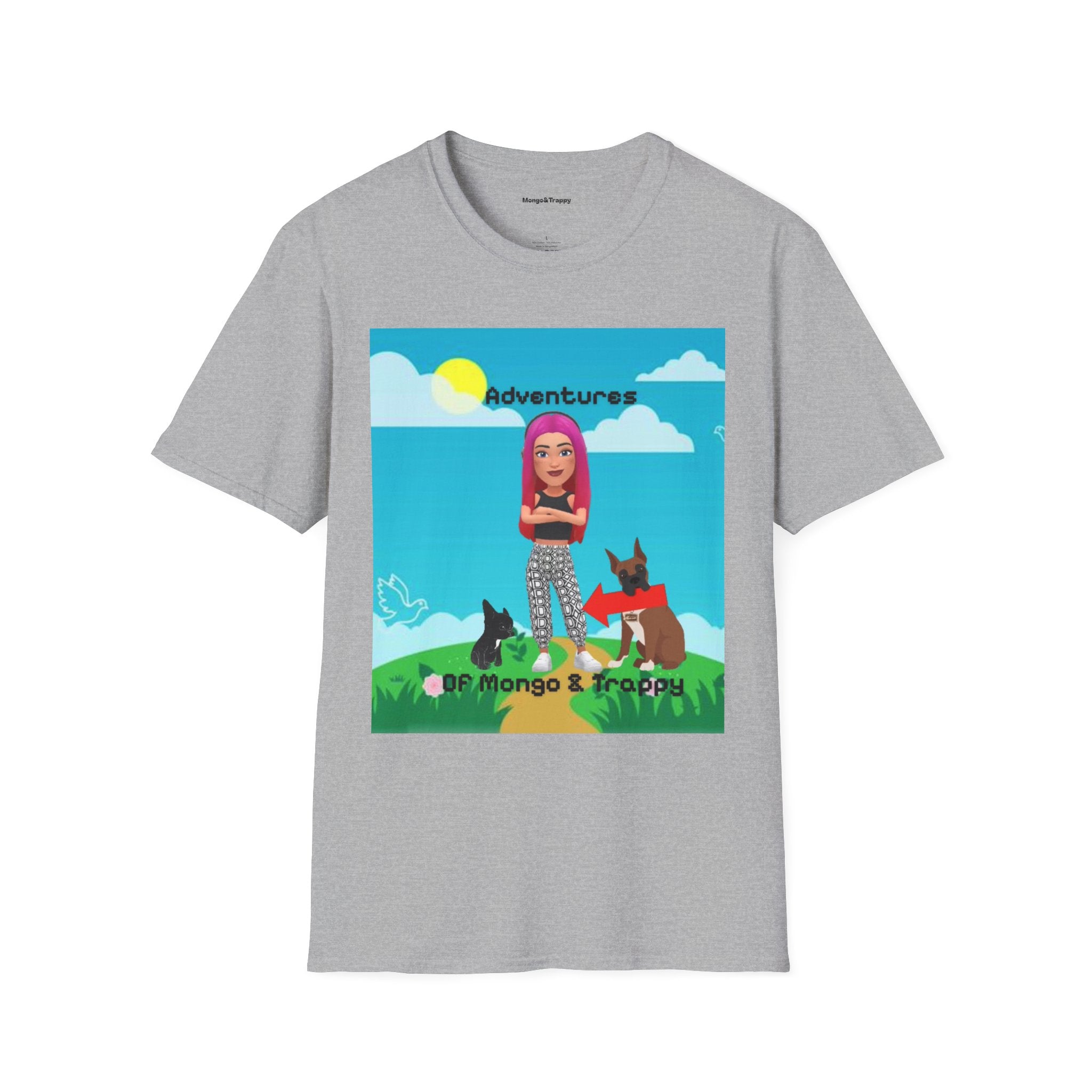 Adventure Graphic T-Shirt — “Adventures of Mongo & Trappy” with Back QR Code