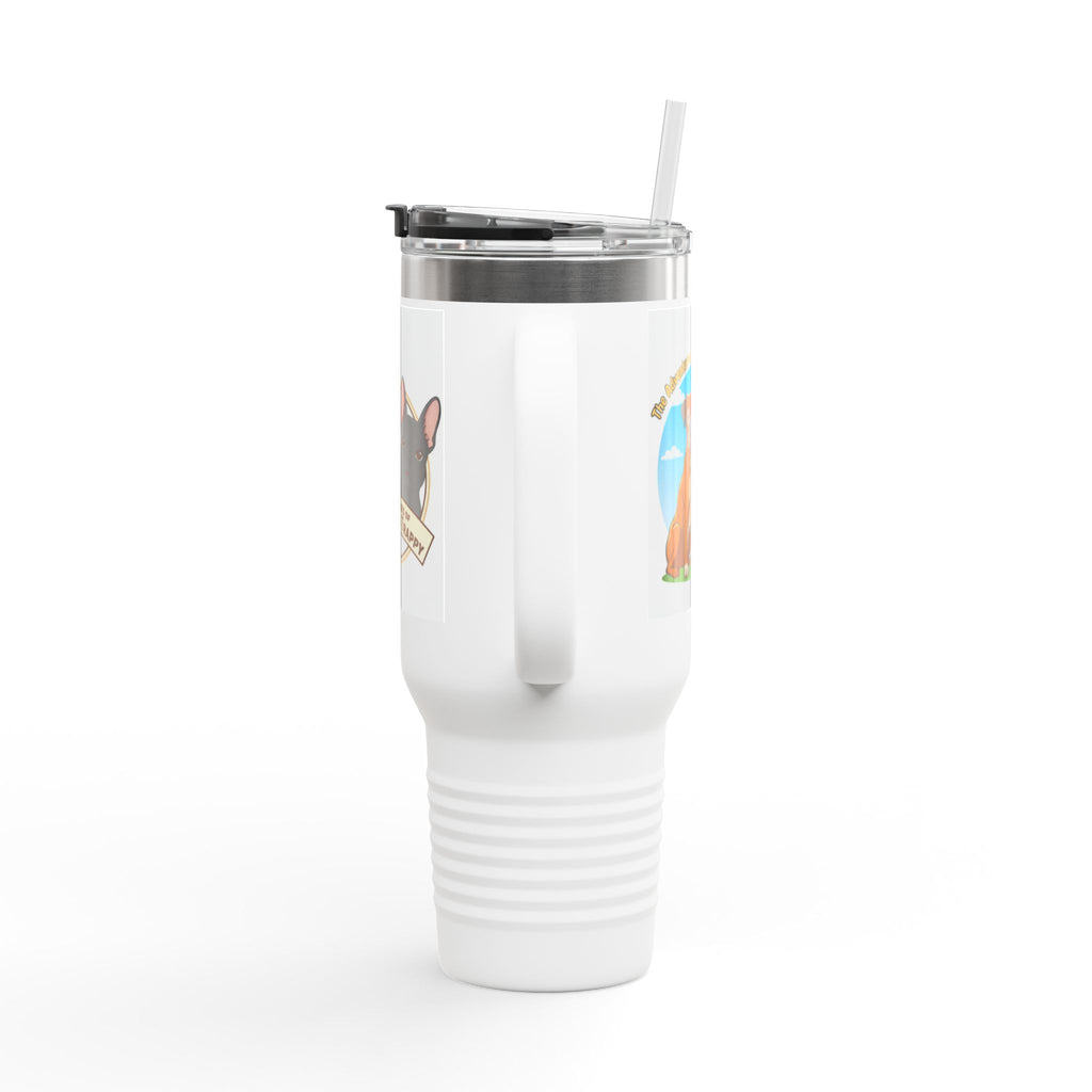 40oz Insulated Travel Mug — "My Adventures with Mongo and Trapper" Dog Portrait Tumbler