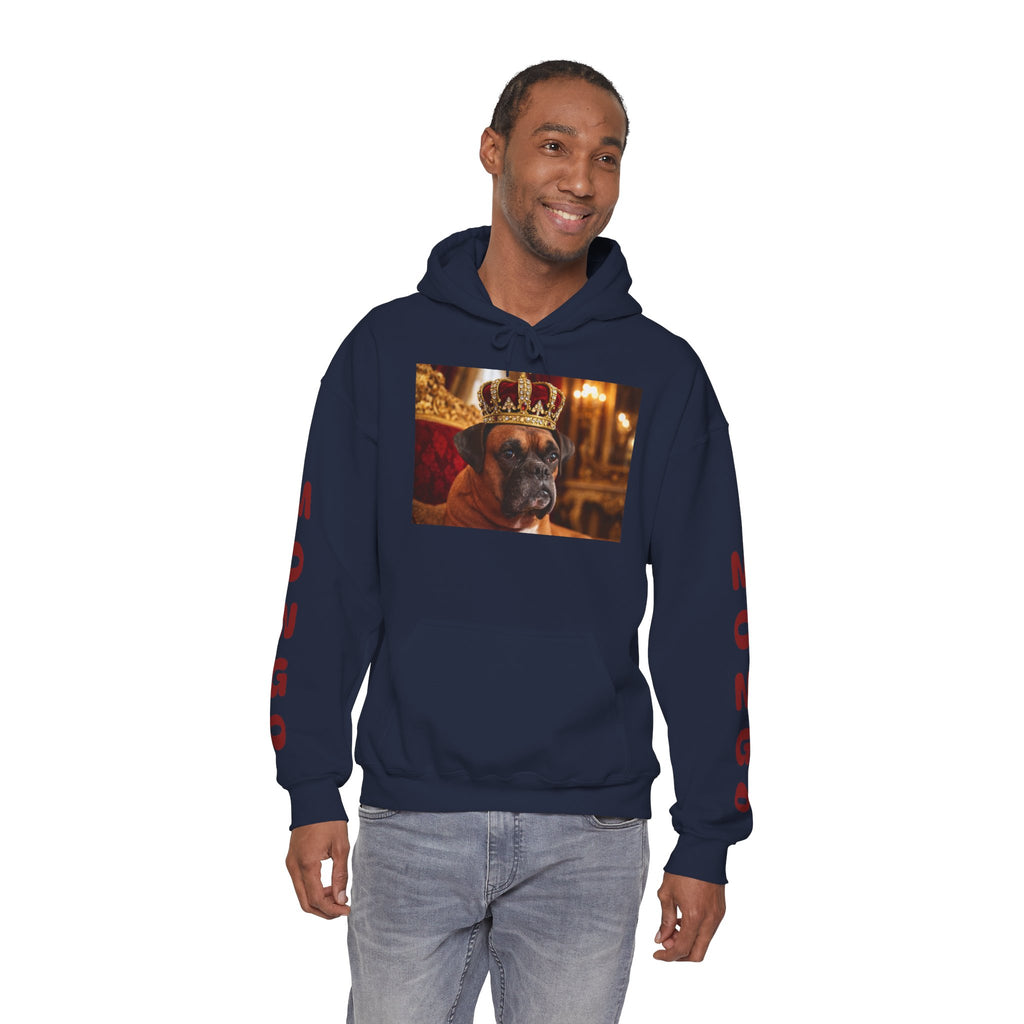 King Mungo Hoodie – Royal Dog Photo Pullover with 'Mungo' Sleeve Text