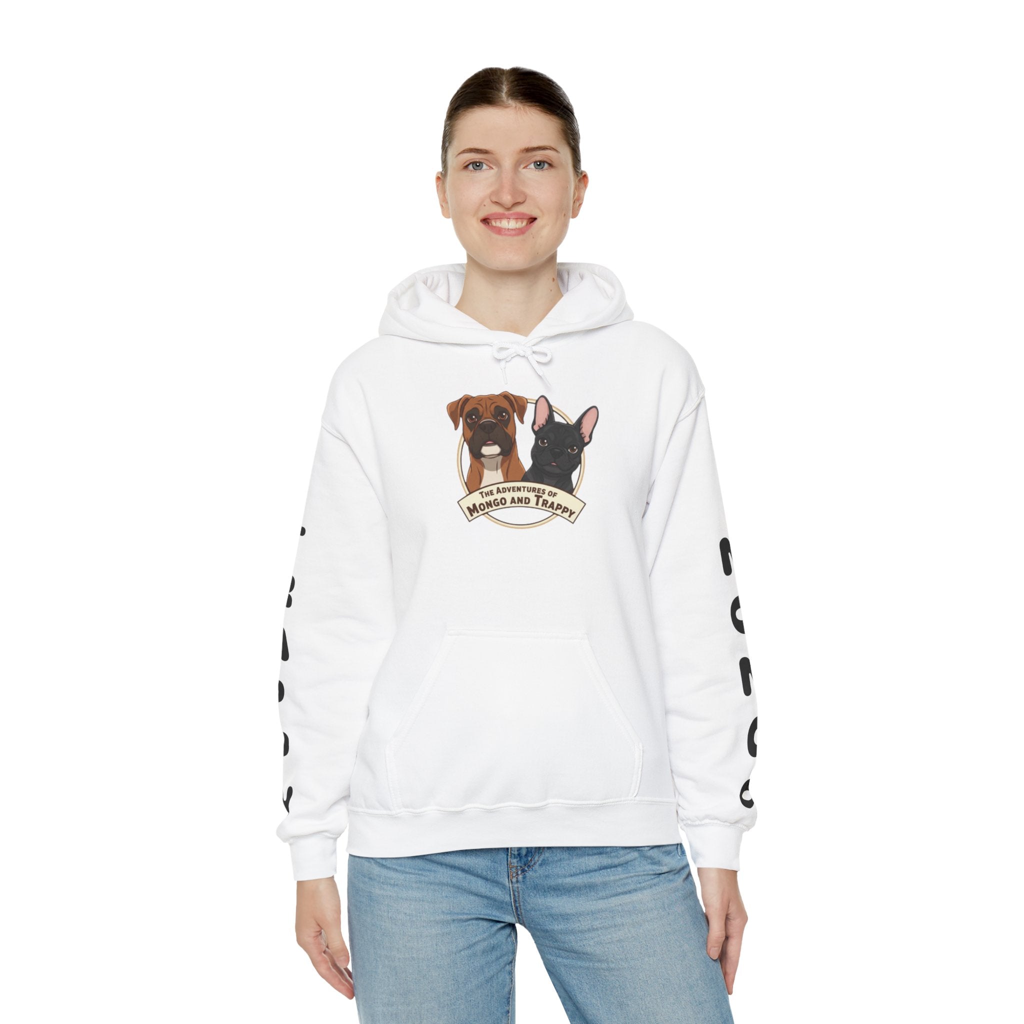 Dog Duo Hoodie — "Mongo and Trappy" Portrait Hoodie with QR Code
