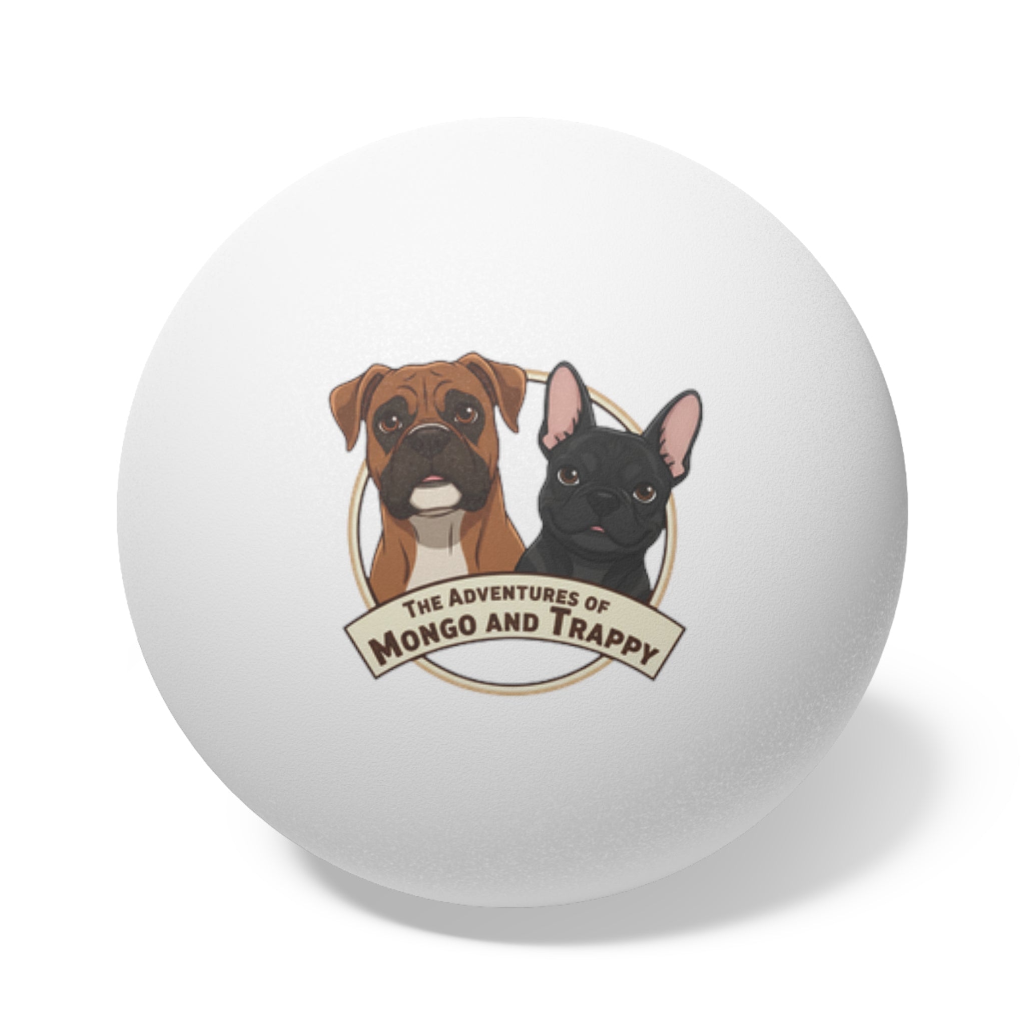 Dog Cartoon Ping Pong Balls – "The Adventures of Mongo and Trappy" (6-Pack)