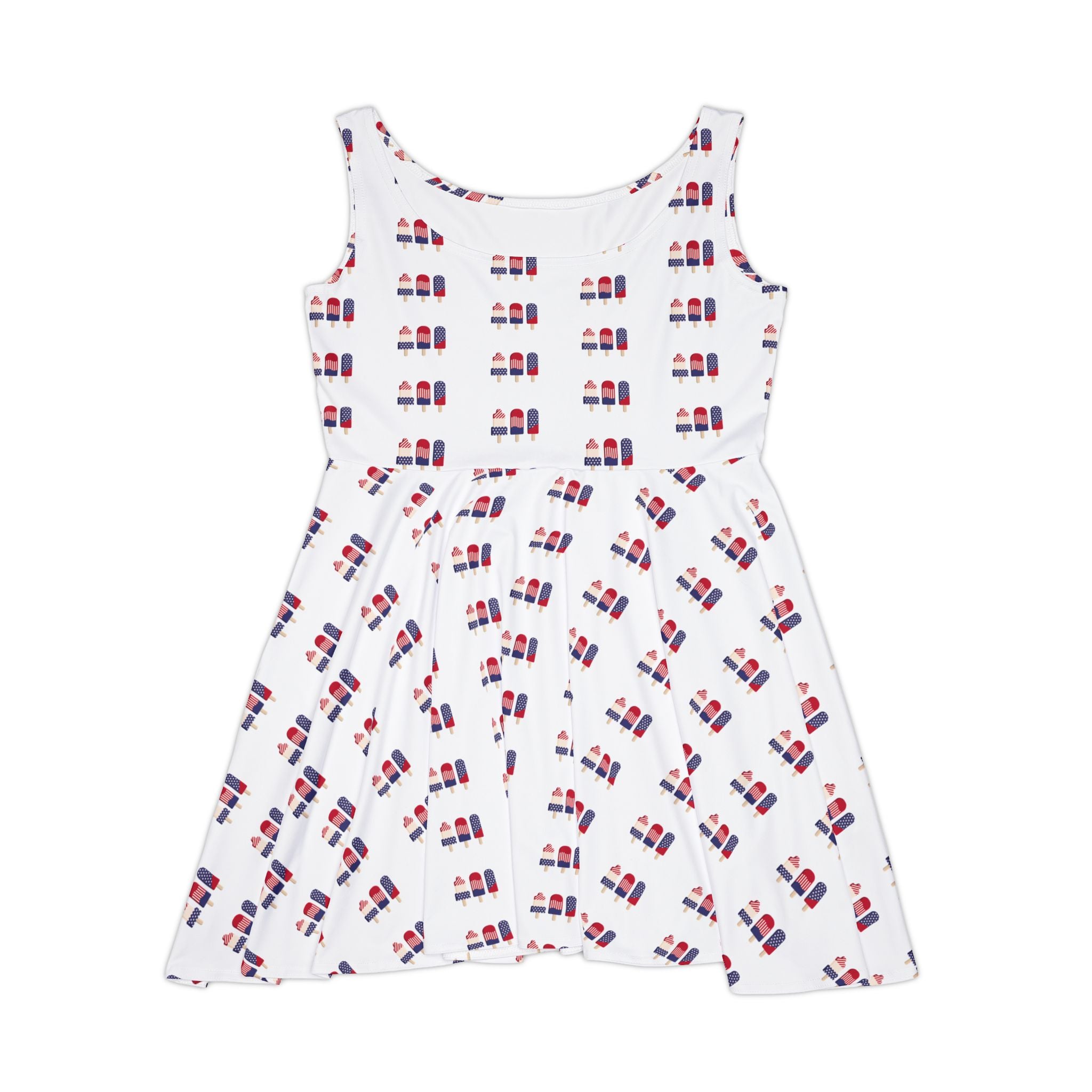Patriotic Lipstick Print Skater Dress — Women’s All-Over-Print Summer Dress