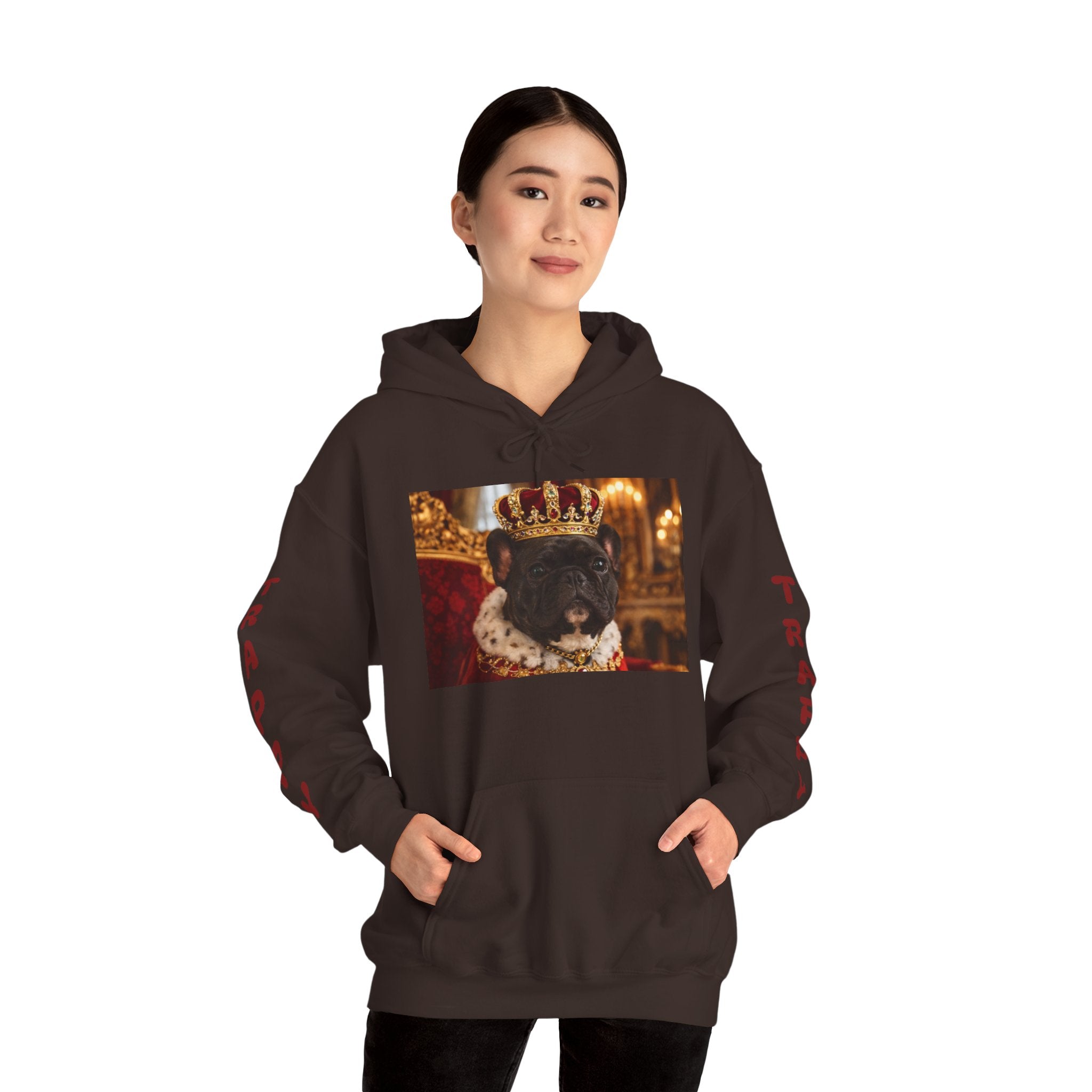 King Tuffy Crowned Dog Hoodie — Royal Dog Portrait Sweatshirt