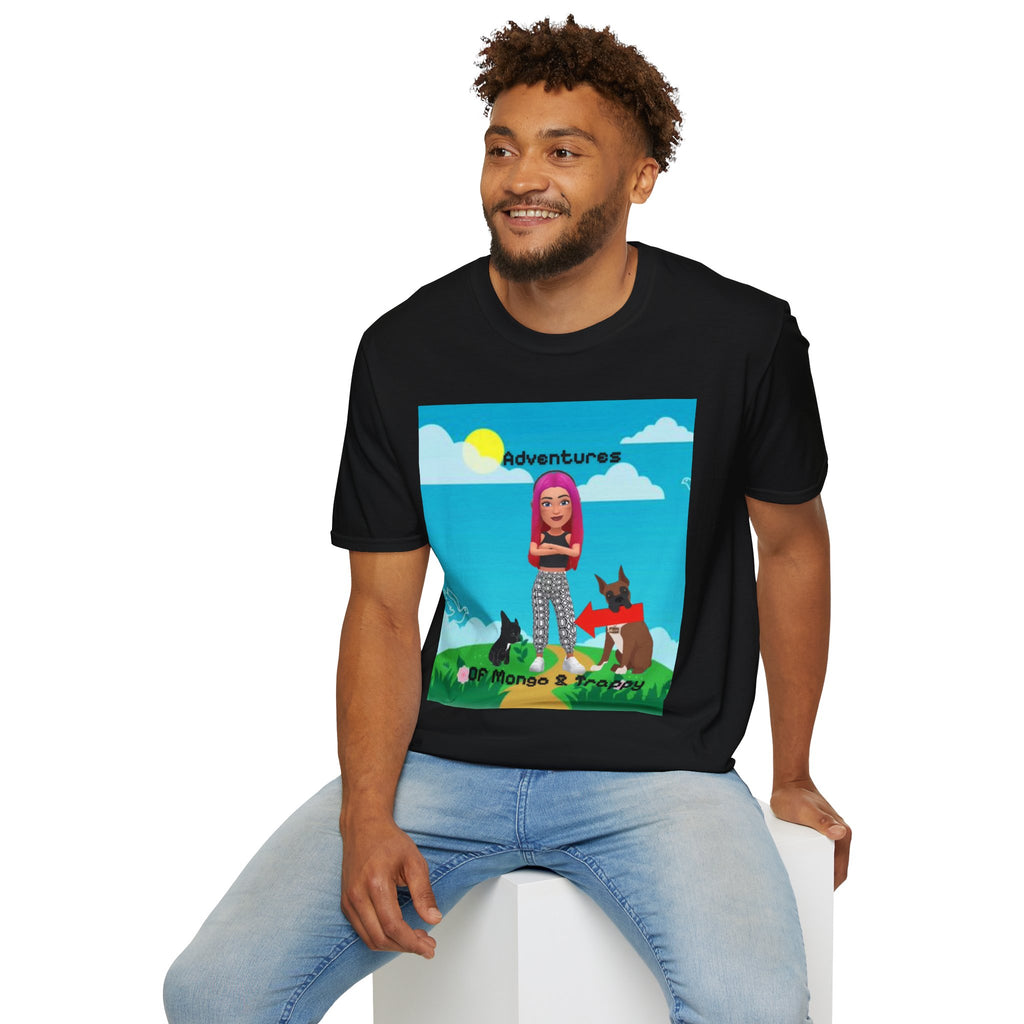 Adventure Graphic T-Shirt — “Adventures of Mongo & Trappy” with Back QR Code