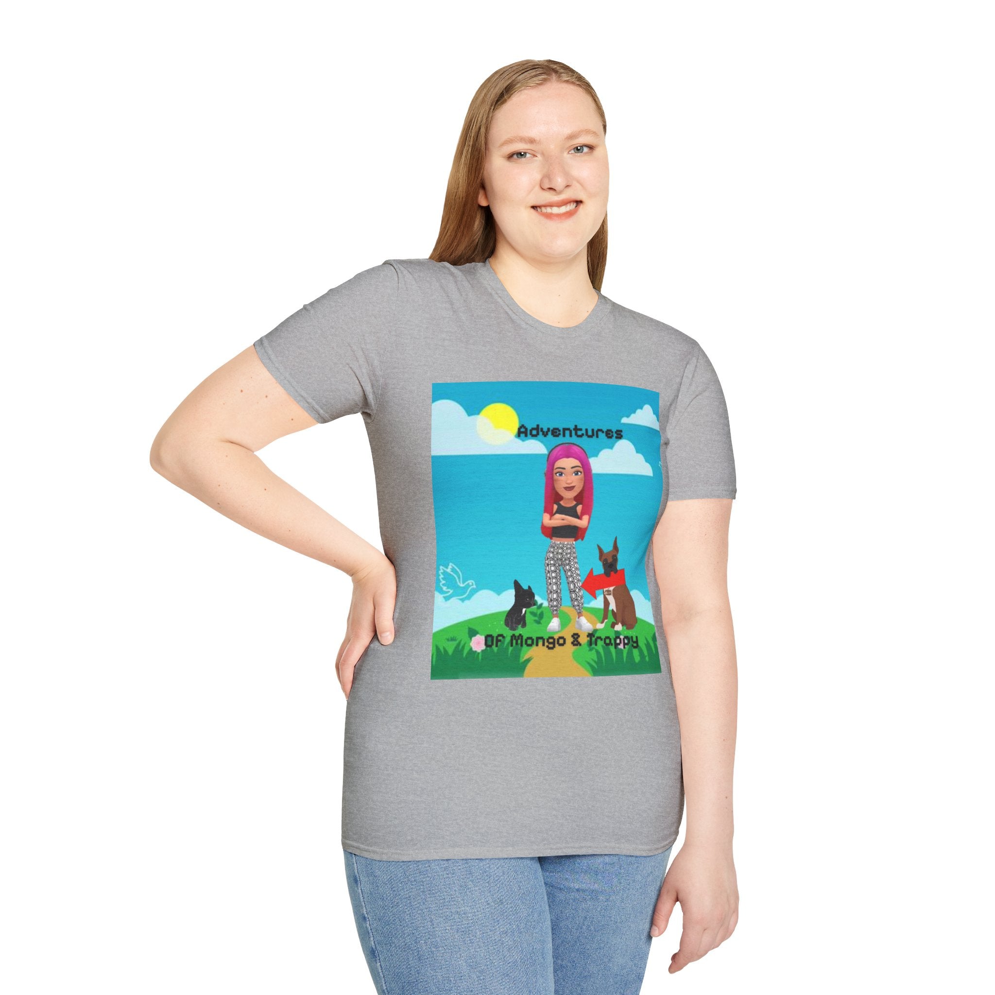 Adventure Graphic T-Shirt — “Adventures of Mongo & Trappy” with Back QR Code
