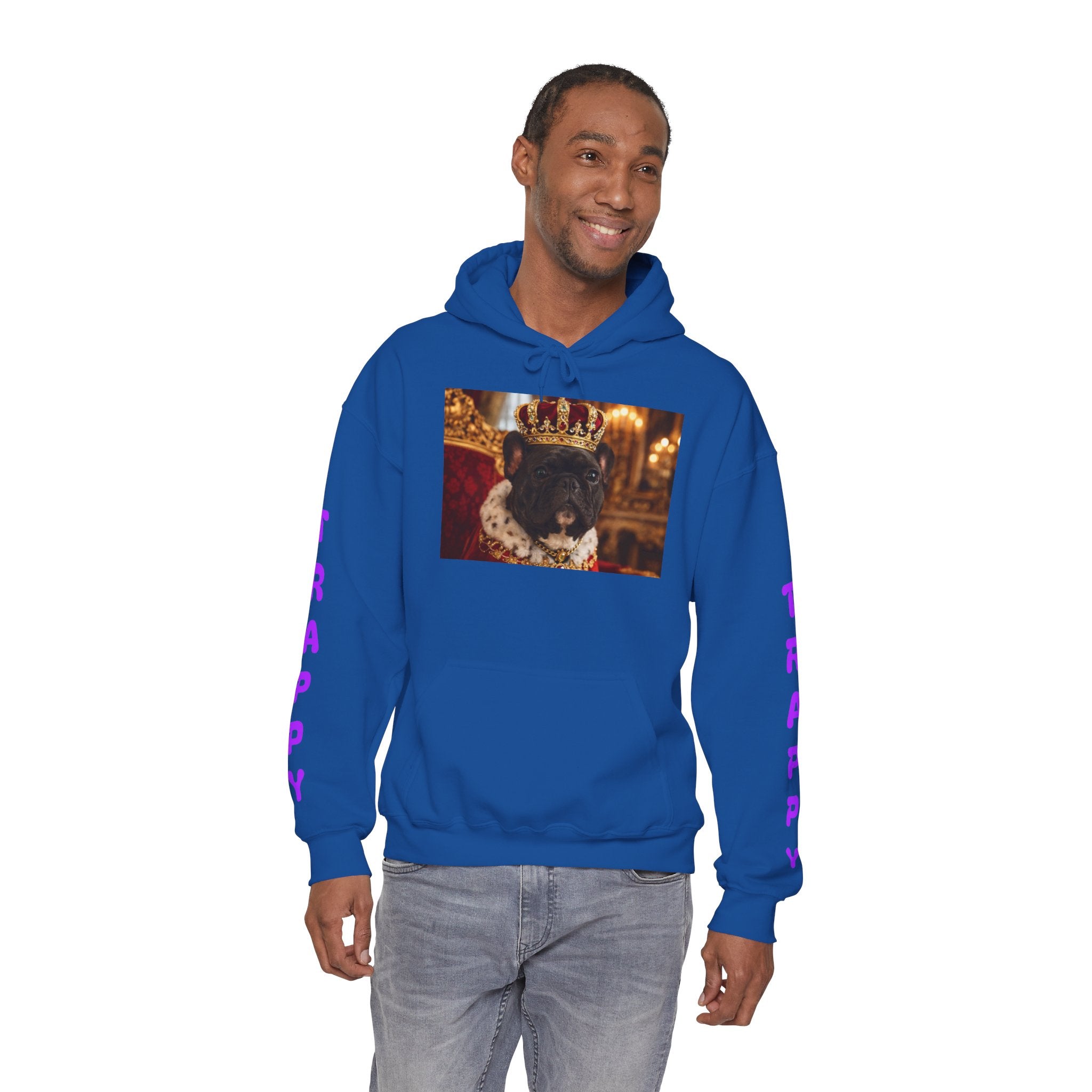 King Tuffy Crowned Dog Hoodie — Royal Dog Portrait Sweatshirt