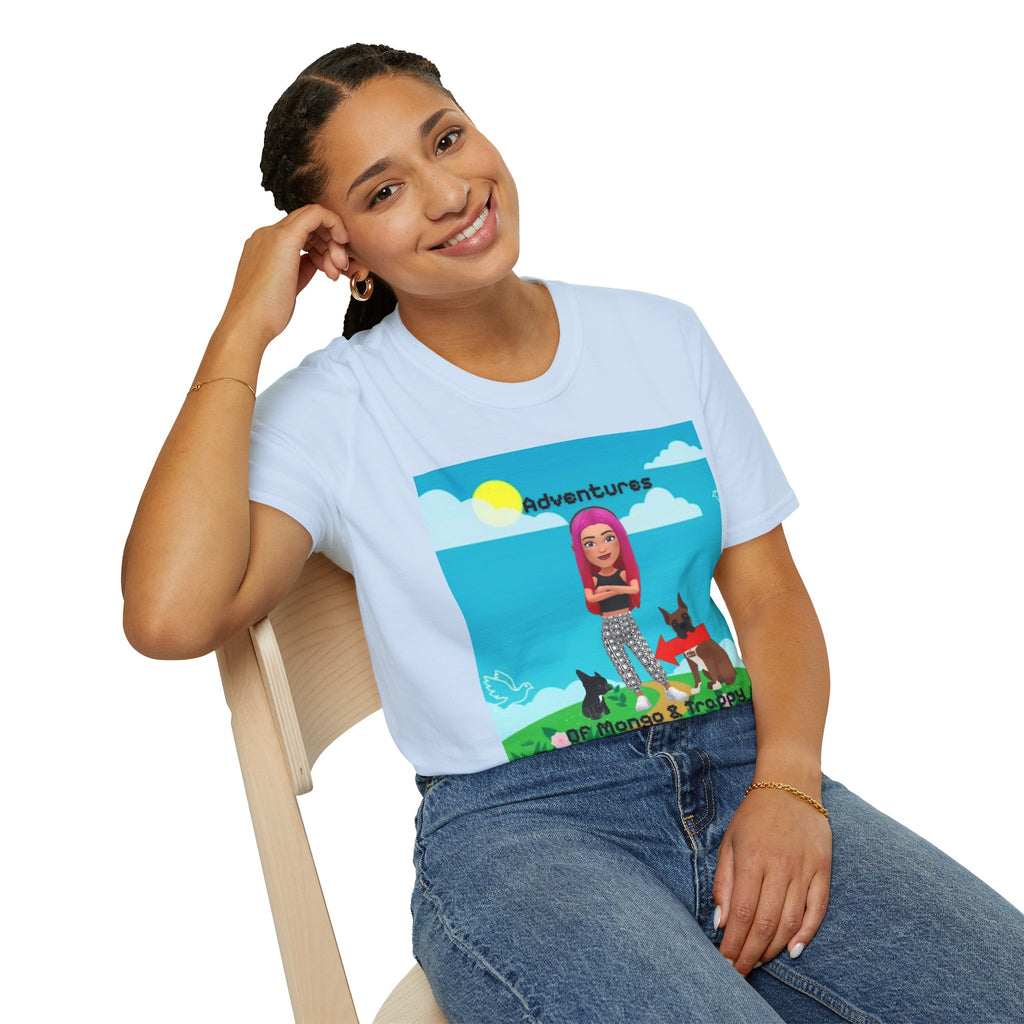 Adventure Graphic T-Shirt — “Adventures of Mongo & Trappy” with Back QR Code