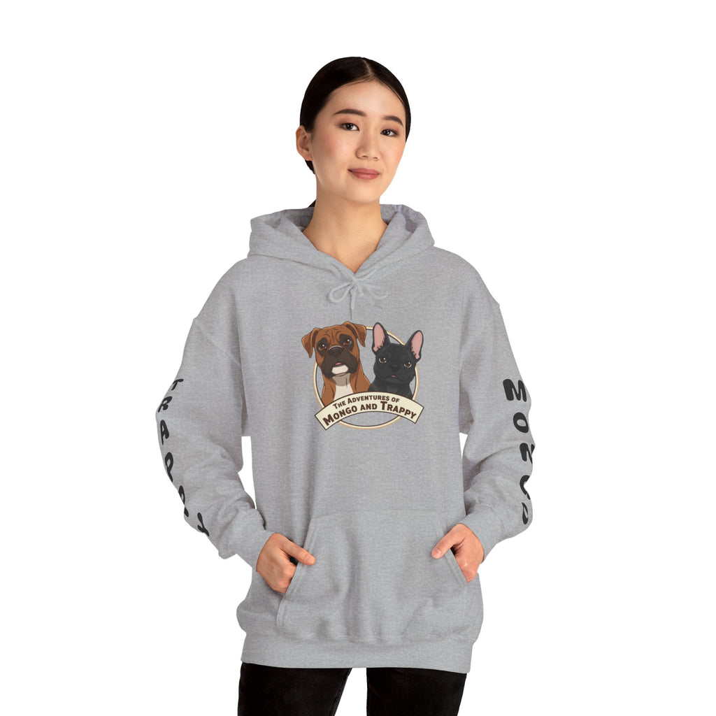 Dog Duo Hoodie — "Mongo and Trappy" Portrait Hoodie with QR Code