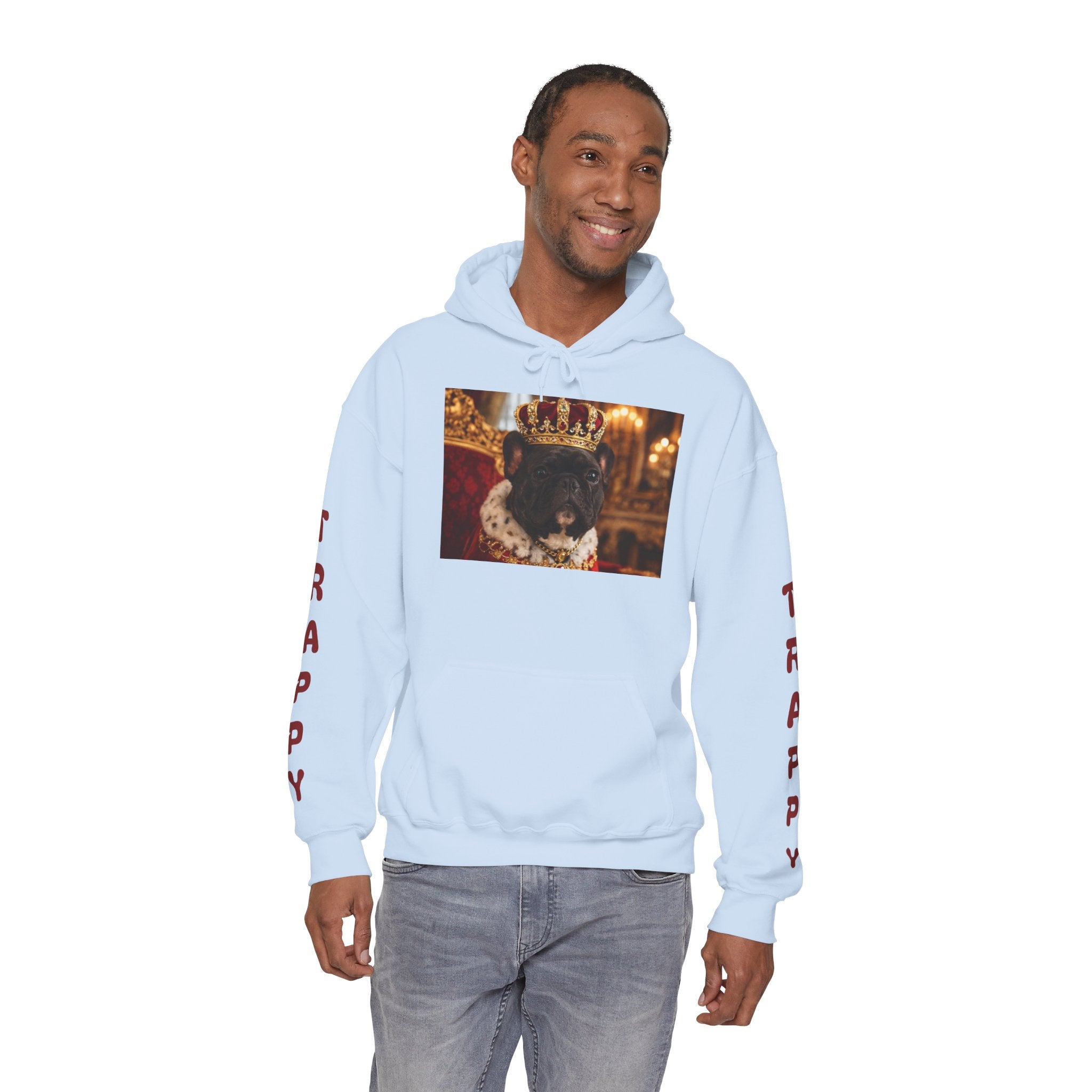 King Tuffy Crowned Dog Hoodie — Royal Dog Portrait Sweatshirt