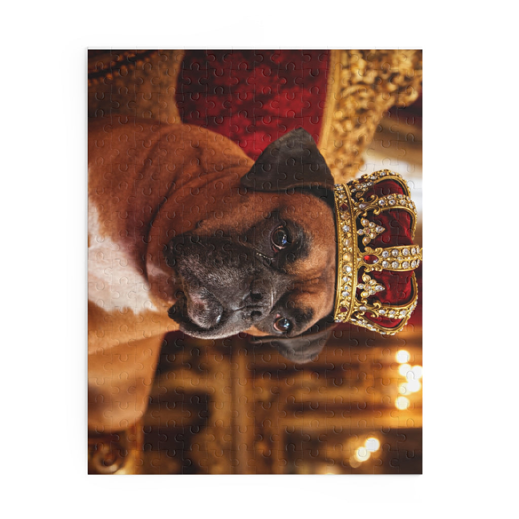 Royal Boxer Dog Puzzle — Crowned Pet Portrait Jigsaw (120/252/500 pcs)