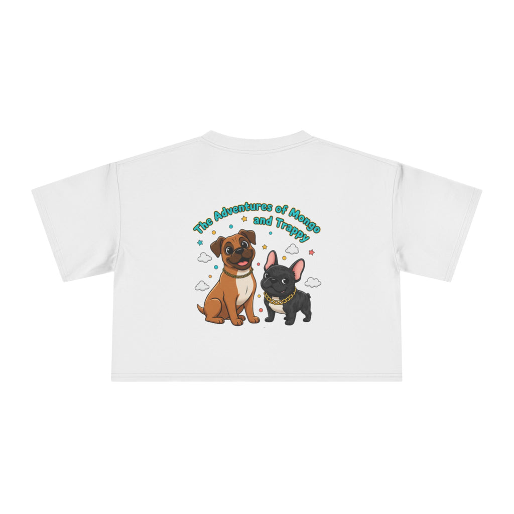 Adventures of Mongo & Trappy Crop Tee  Cute French Bulldog Graphic