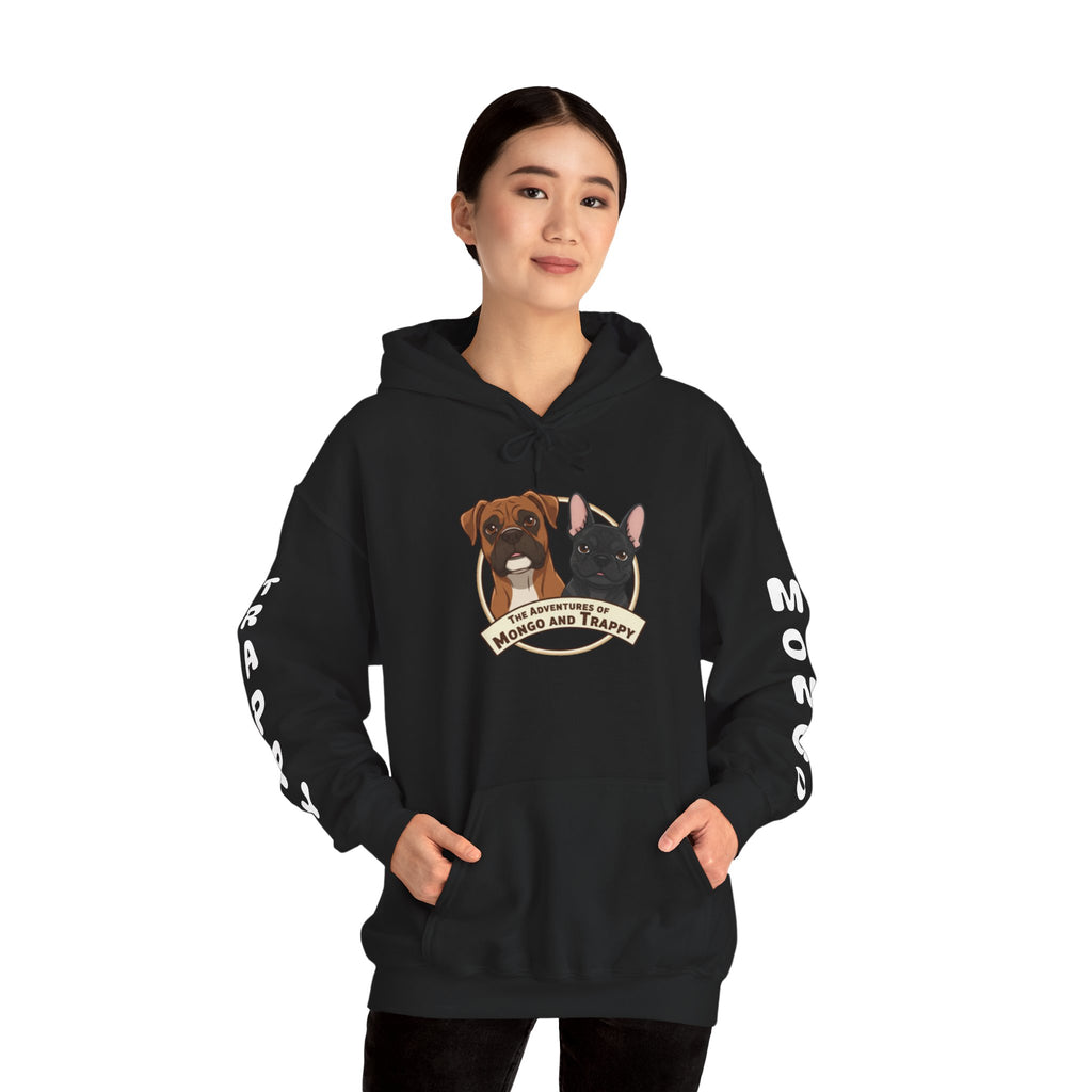 Dog Duo Hoodie — "Mongo and Trappy" Portrait Hoodie with QR Code