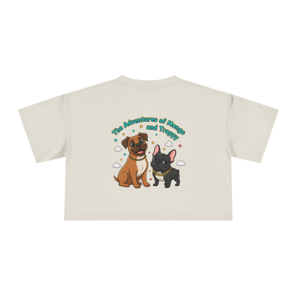 Adventures of Mongo & Trappy Crop Tee  Cute French Bulldog Graphic