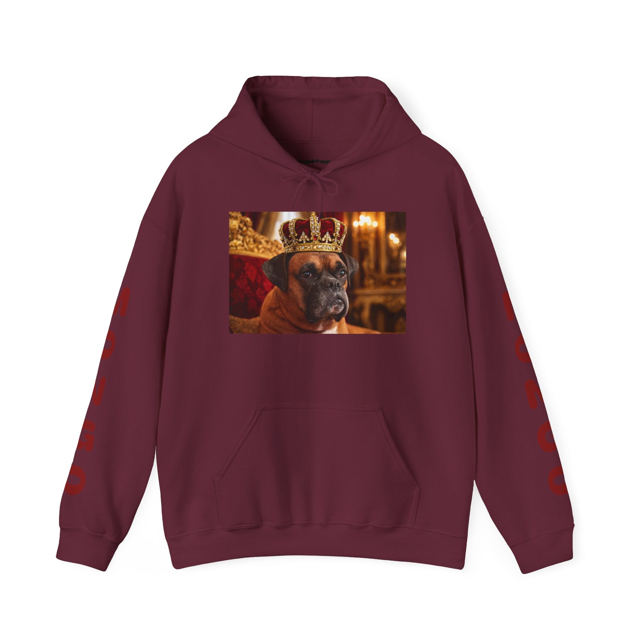 King Mungo Hoodie – Royal Dog Photo Pullover with 'Mungo' Sleeve Text