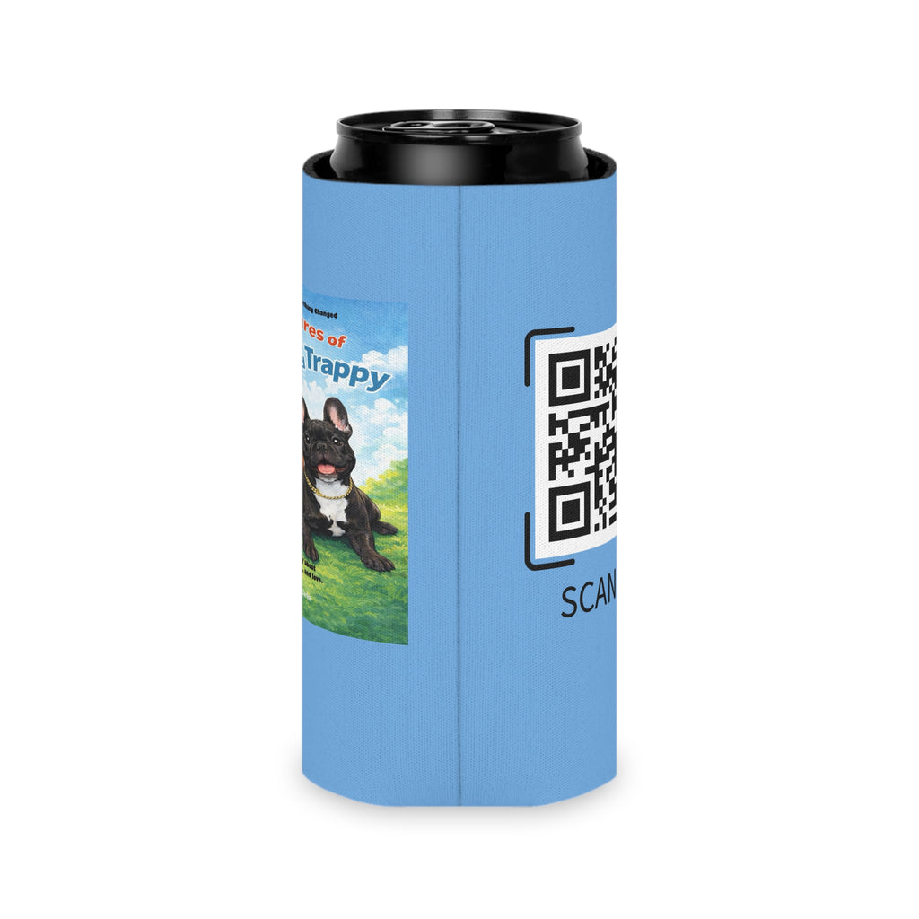 Can Cooler — 'Adventures of Mongo and Trappy' Book Cover Design with QR Code