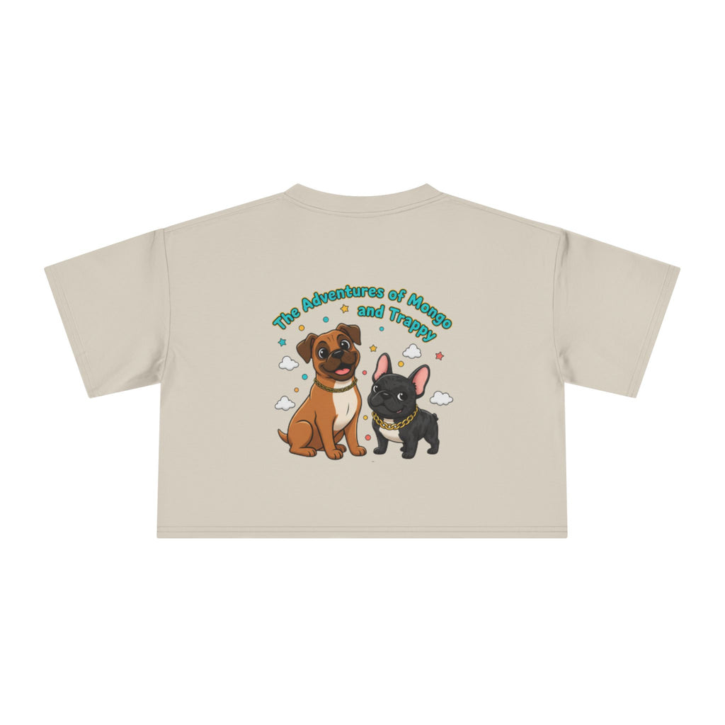 Adventures of Mongo & Trappy Crop Tee  Cute French Bulldog Graphic