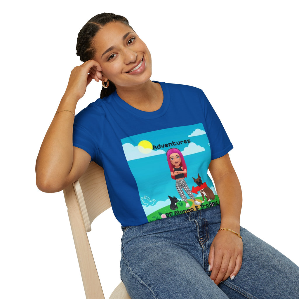 Adventure Graphic T-Shirt — “Adventures of Mongo & Trappy” with Back QR Code