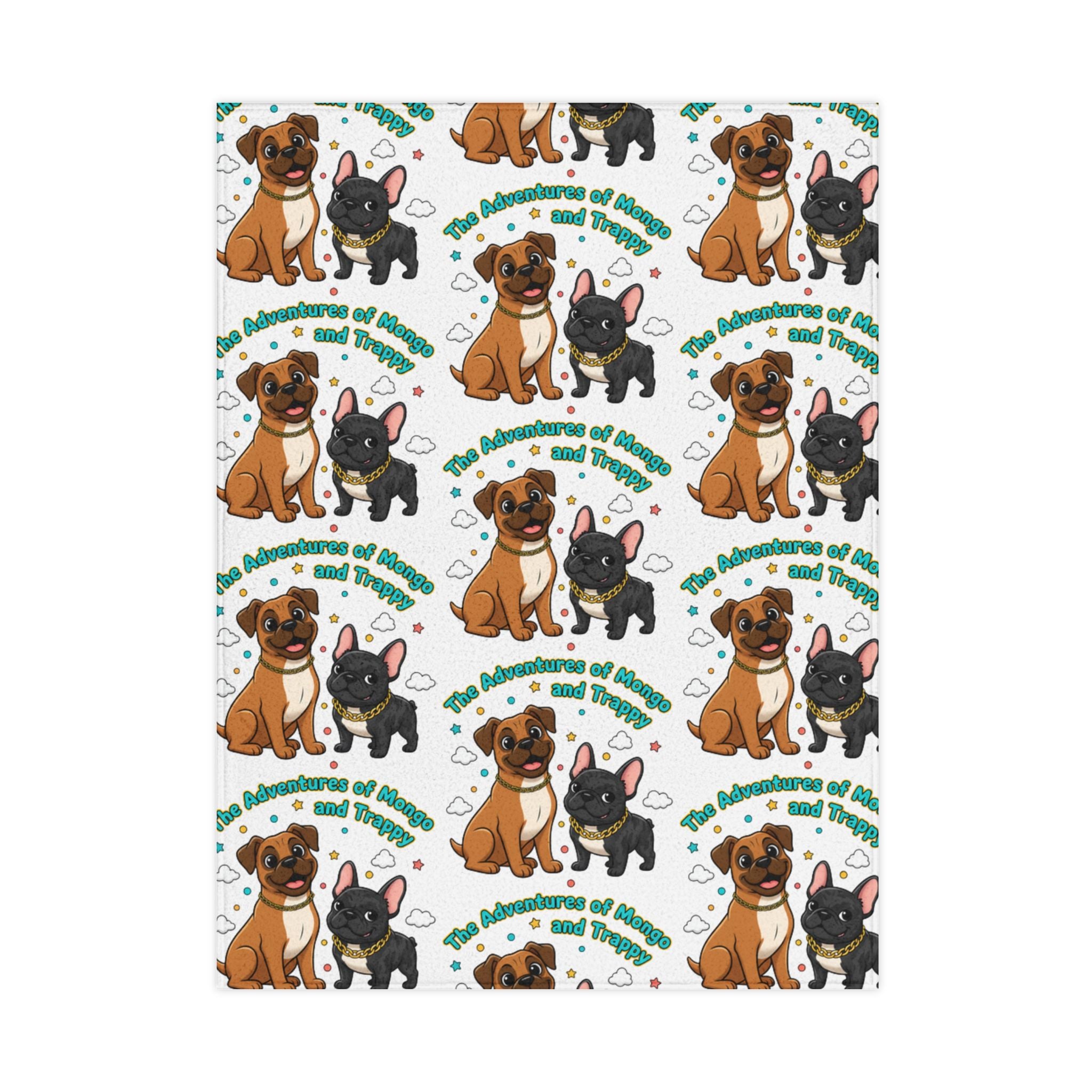 Toddler Blanket — Cute Cartoon Boxer & French Bulldog Pattern