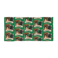 Boxer Dog Pattern Beach Towel — "Rescue and Train" Green Beach Towel