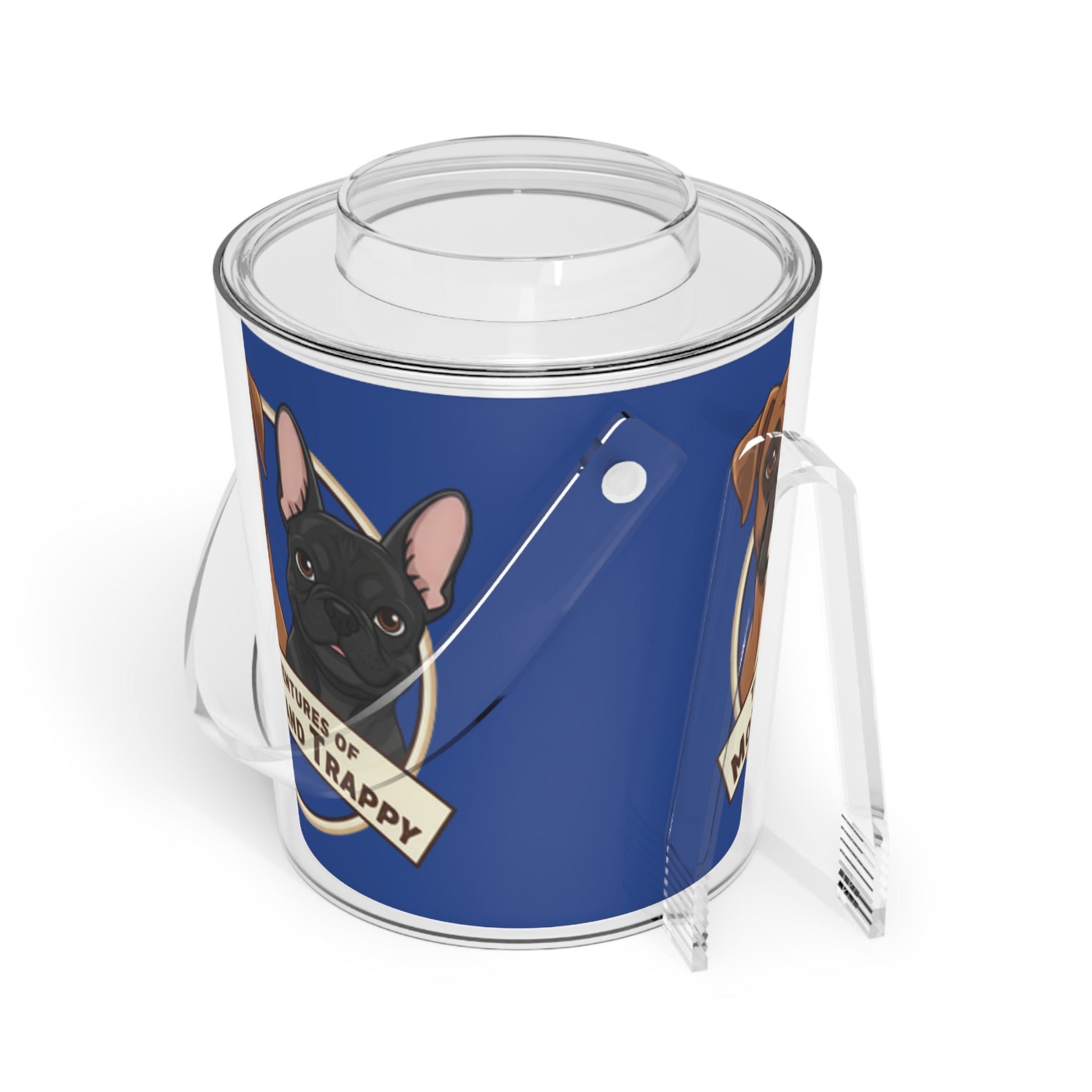Dog Portrait Ice Bucket with Tongs — "The Adventures of Mongo and Trappy"
