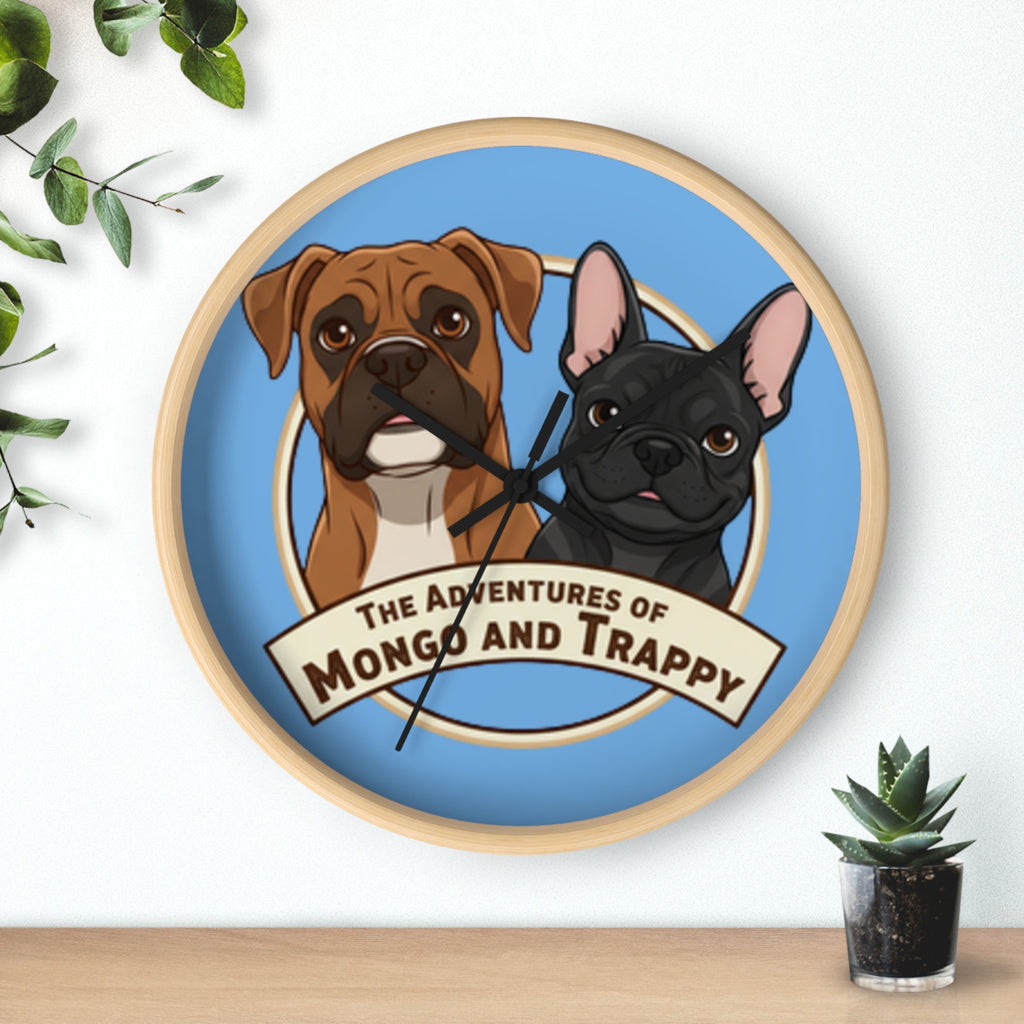 The Adventures of Mongo and Trappy Wall Clock — Cute Boxer & French Bulldog Pet Decor