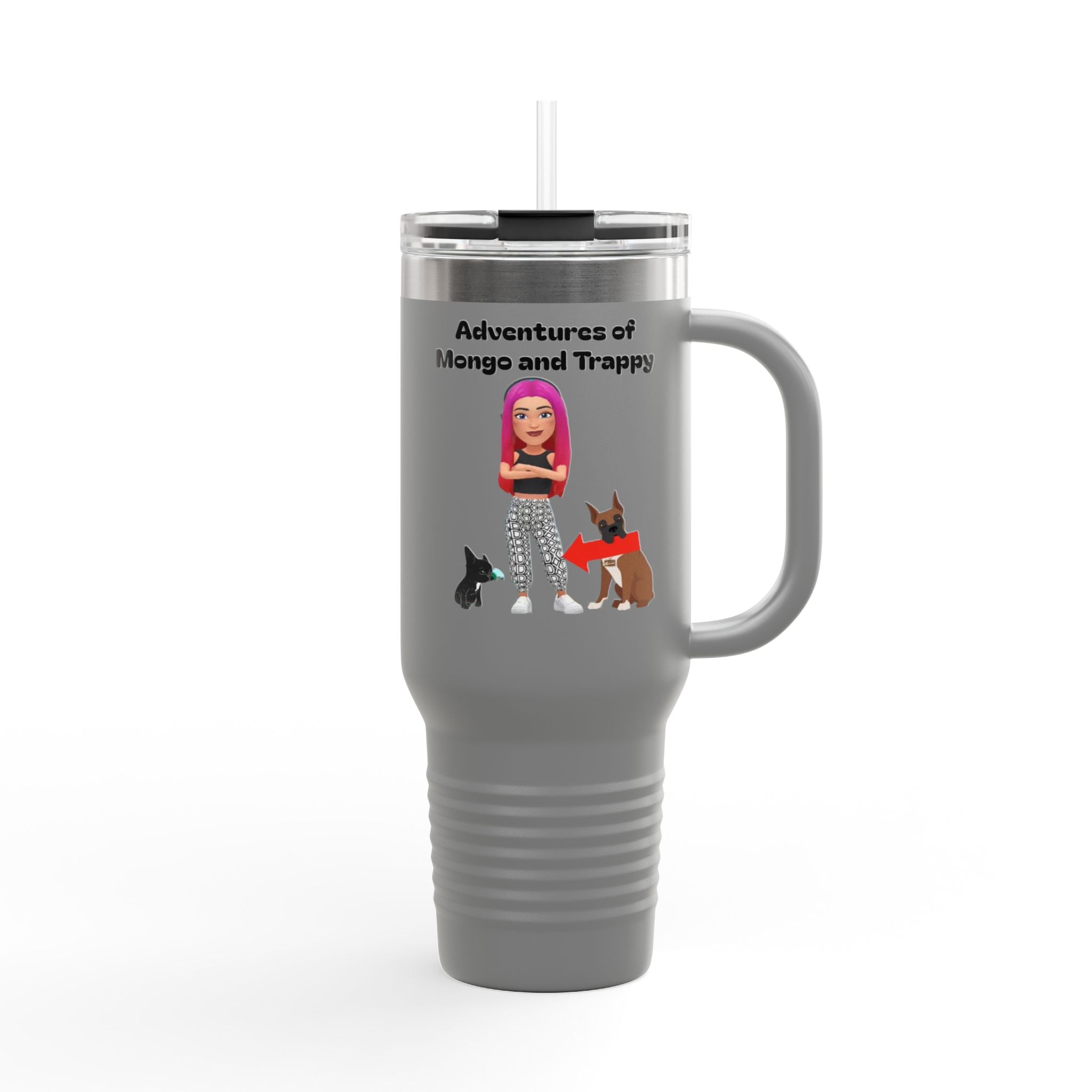 40oz Insulated Travel Mug — Adventures of Mongo and Trappy Personalized Pet & Owner Tumbler