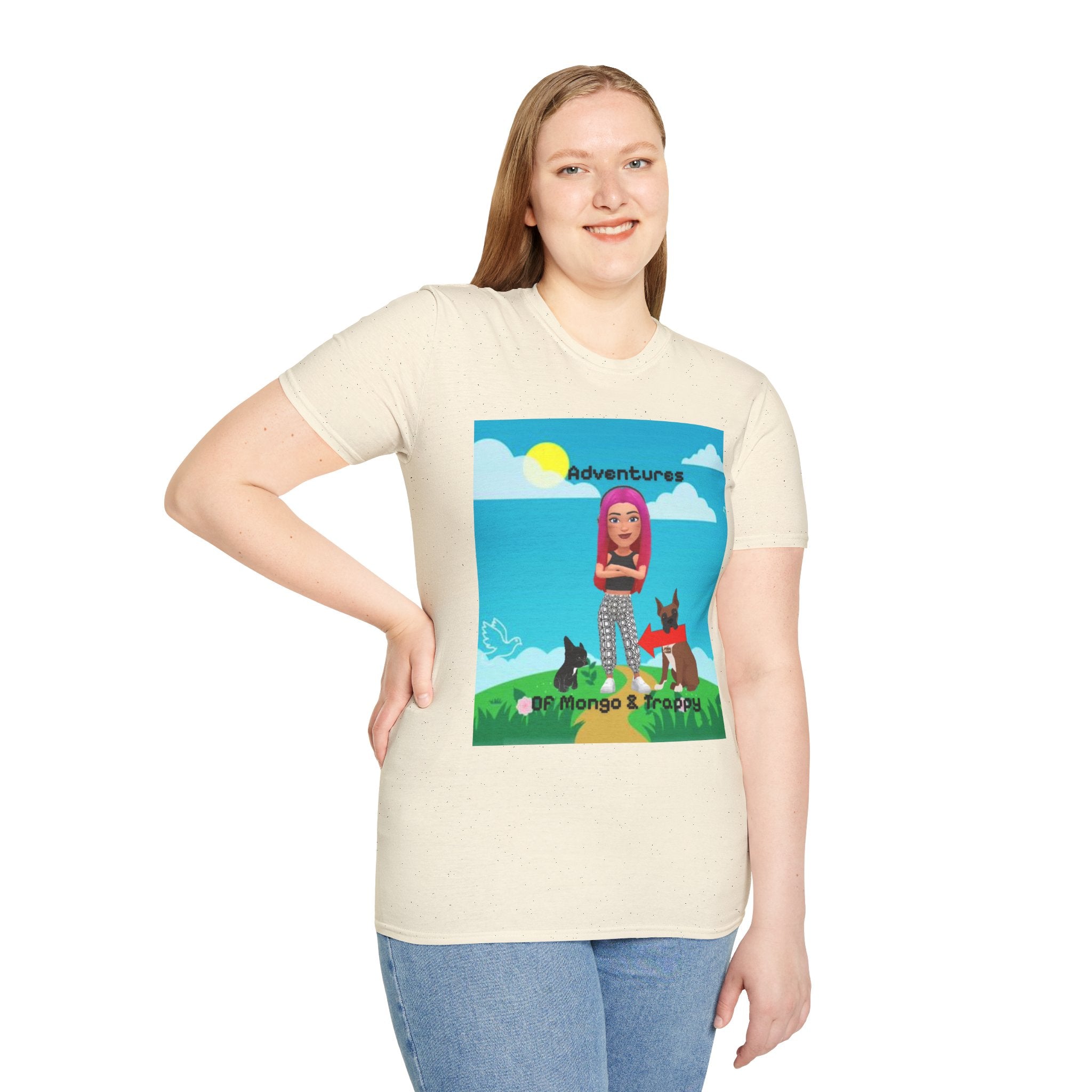 Adventure Graphic T-Shirt — “Adventures of Mongo & Trappy” with Back QR Code