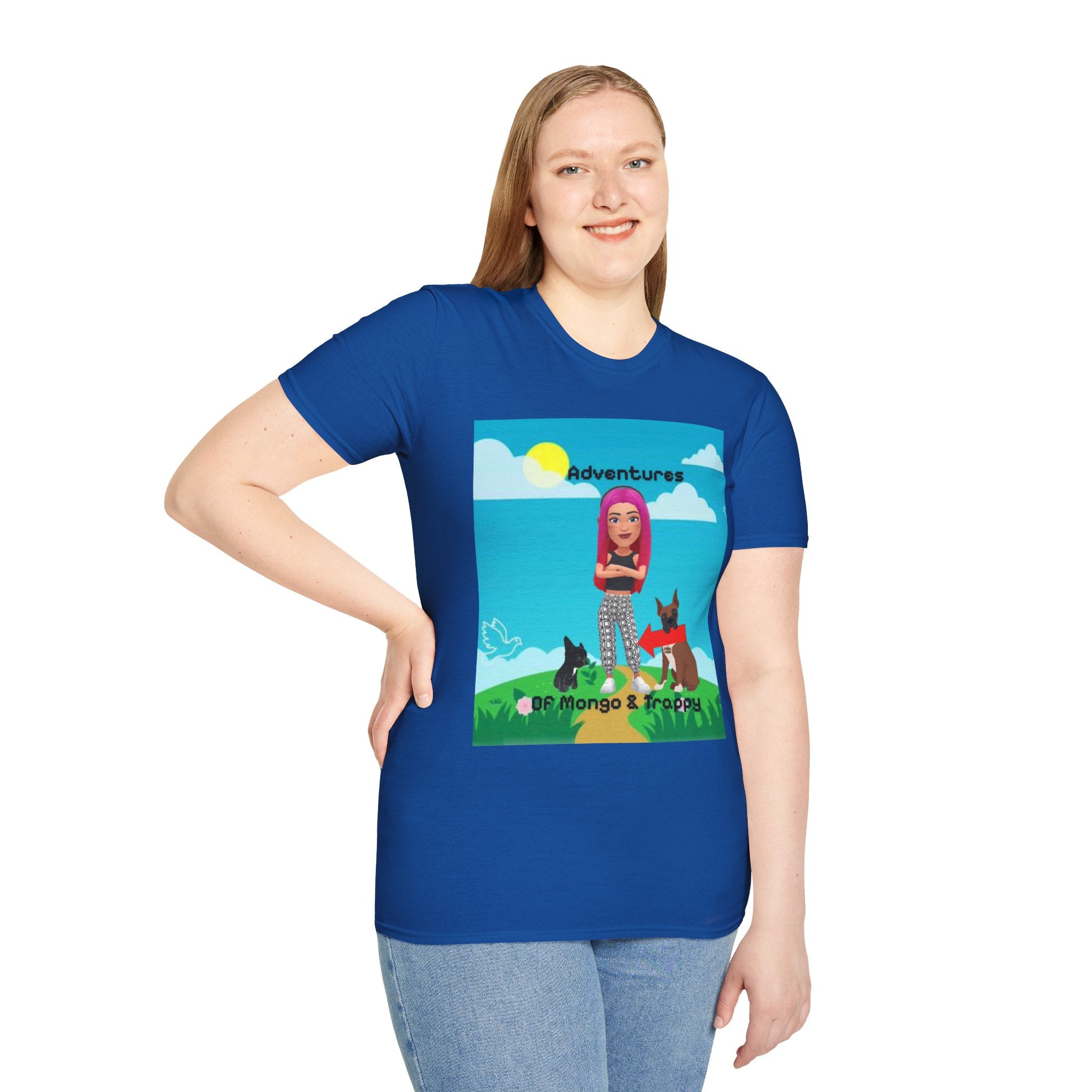 Adventure Graphic T-Shirt — “Adventures of Mongo & Trappy” with Back QR Code