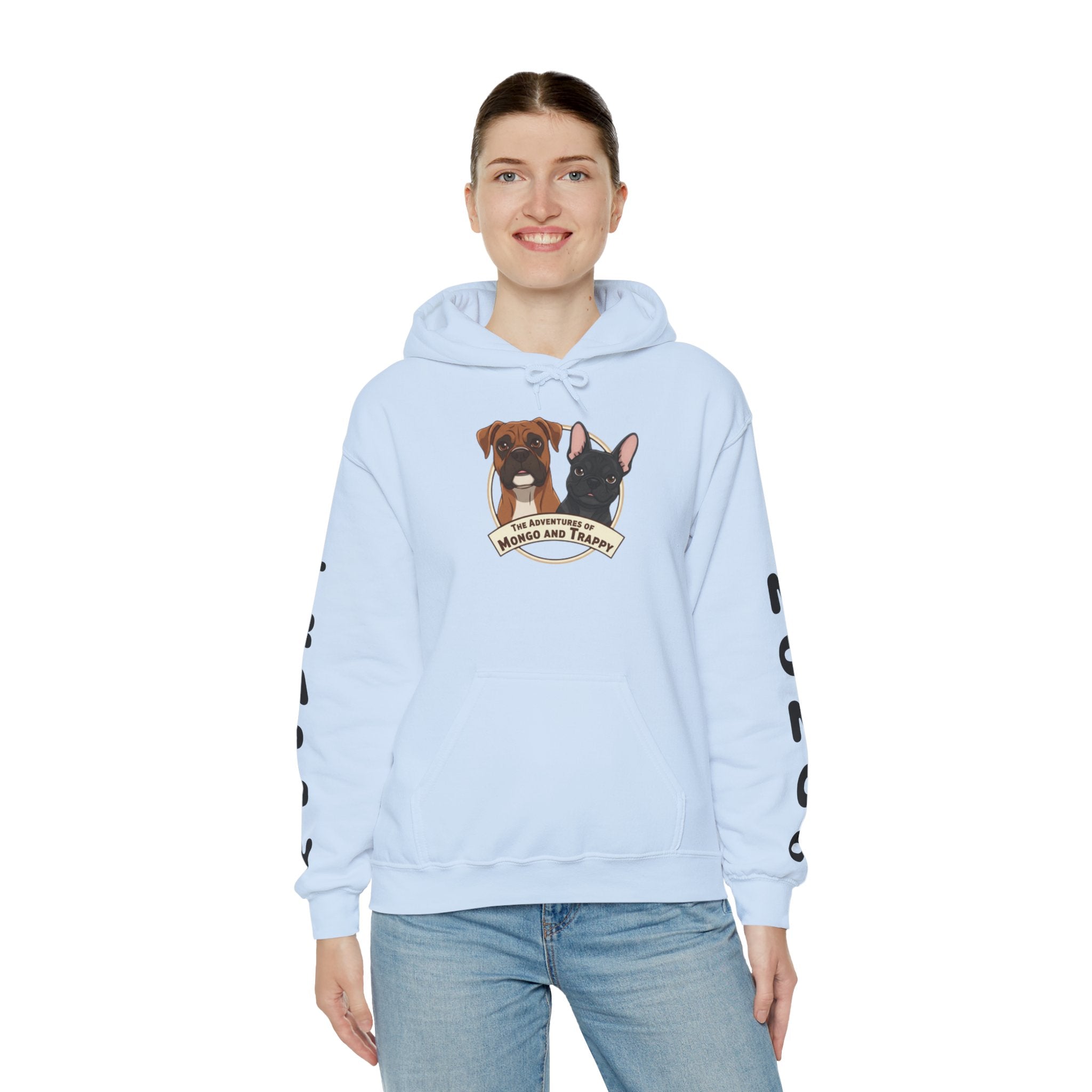 Dog Duo Hoodie — "Mongo and Trappy" Portrait Hoodie with QR Code
