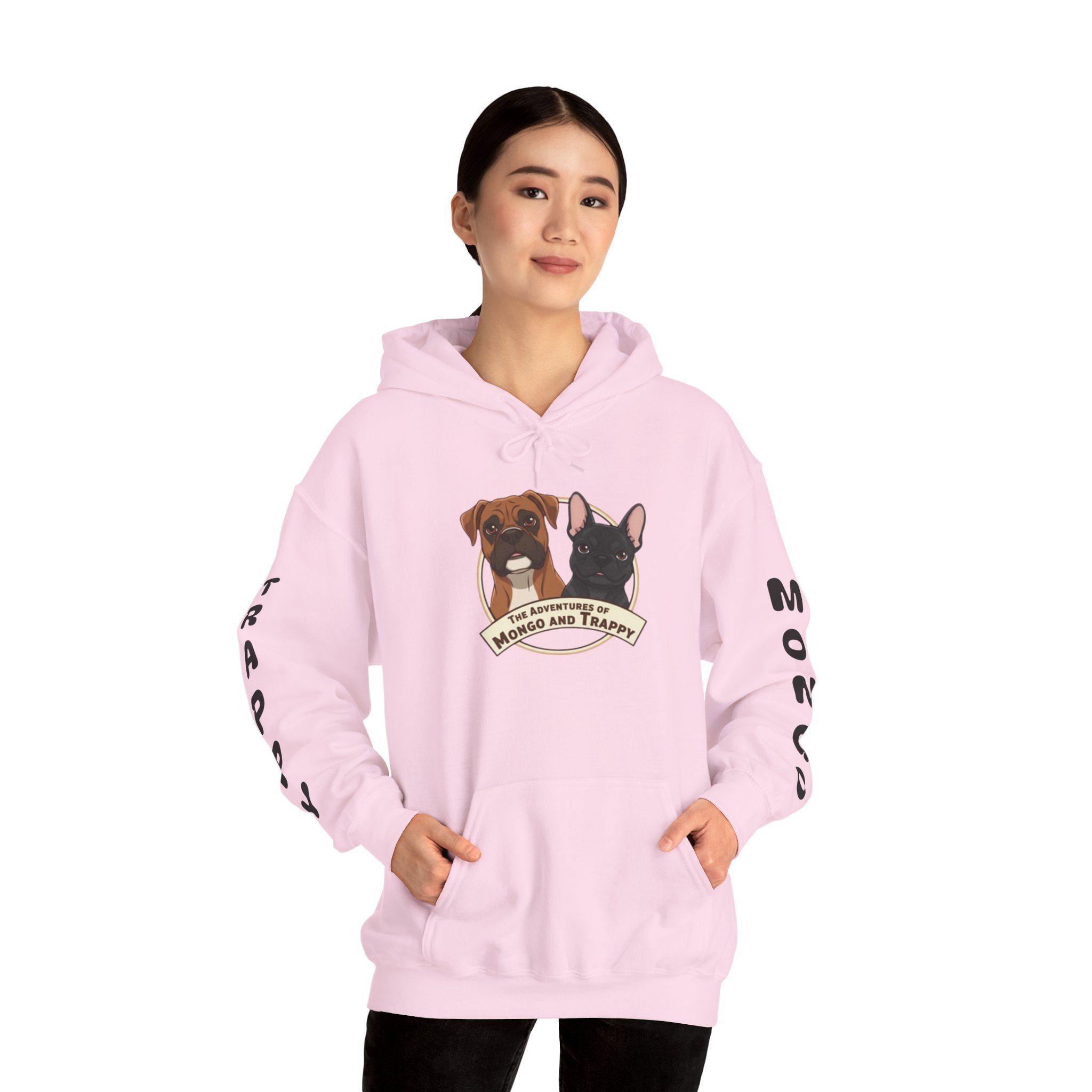 Dog Duo Hoodie — "Mongo and Trappy" Portrait Hoodie with QR Code