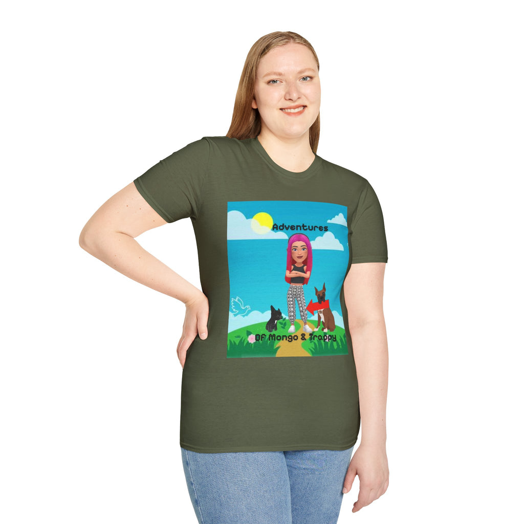 Adventure Graphic T-Shirt — “Adventures of Mongo & Trappy” with Back QR Code