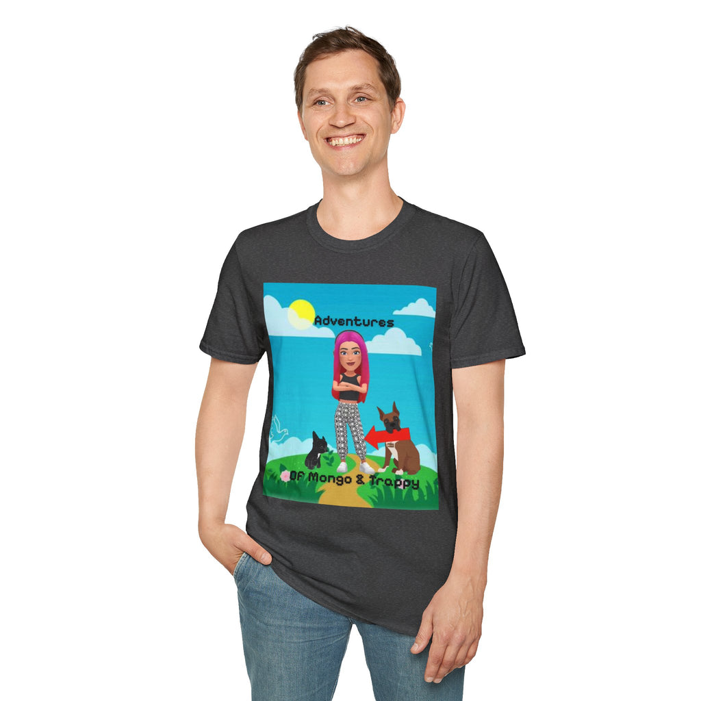 Adventure Graphic T-Shirt — “Adventures of Mongo & Trappy” with Back QR Code