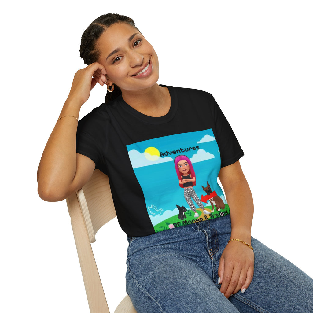 Adventure Graphic T-Shirt — “Adventures of Mongo & Trappy” with Back QR Code