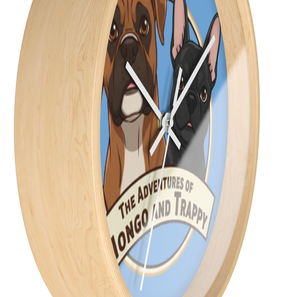 The Adventures of Mongo and Trappy Wall Clock — Cute Boxer & French Bulldog Pet Decor
