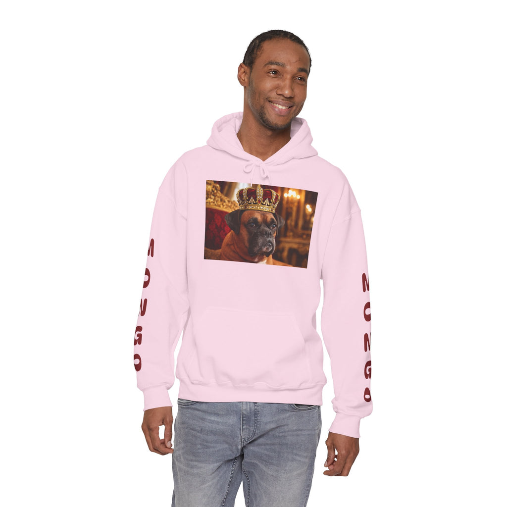King Mungo Hoodie – Royal Dog Photo Pullover with 'Mungo' Sleeve Text