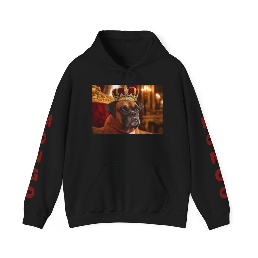 King Mungo Hoodie – Royal Dog Photo Pullover with 'Mungo' Sleeve Text