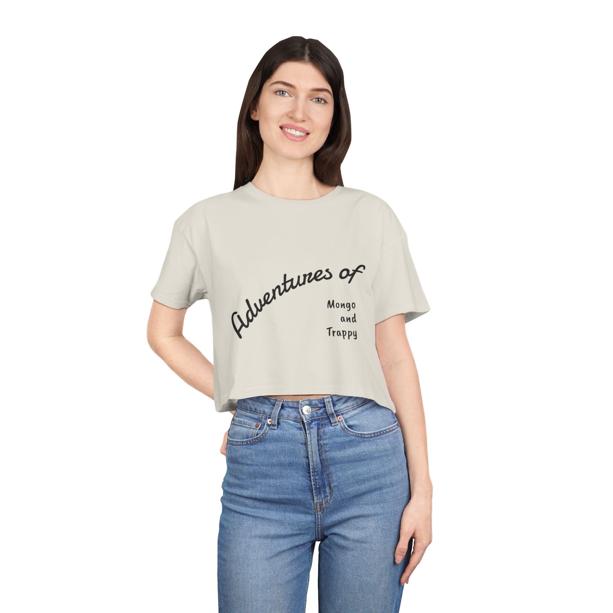 Adventures of Mongo & Trappy Crop Tee  Cute French Bulldog Graphic