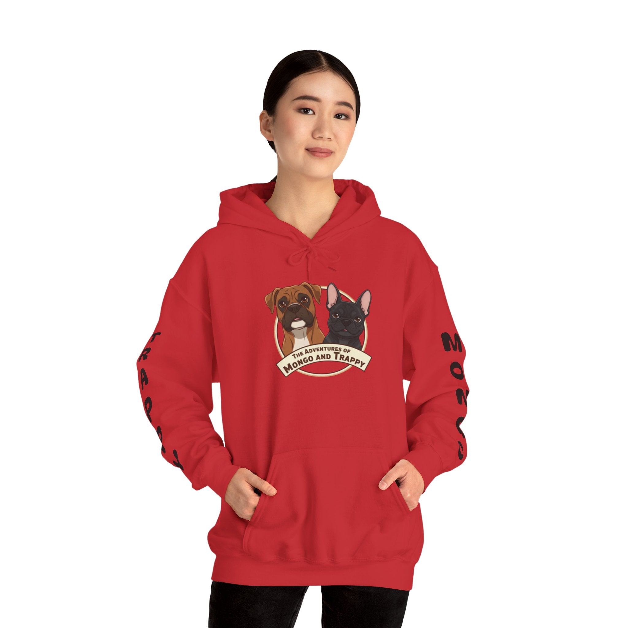 Dog Duo Hoodie — "Mongo and Trappy" Portrait Hoodie with QR Code
