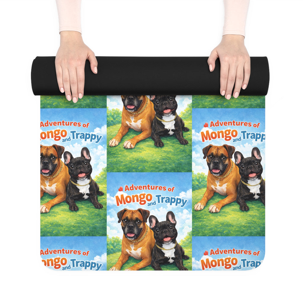 Rubber Yoga Mat — Colorful Dog Pattern "Mongo Trappy" Design