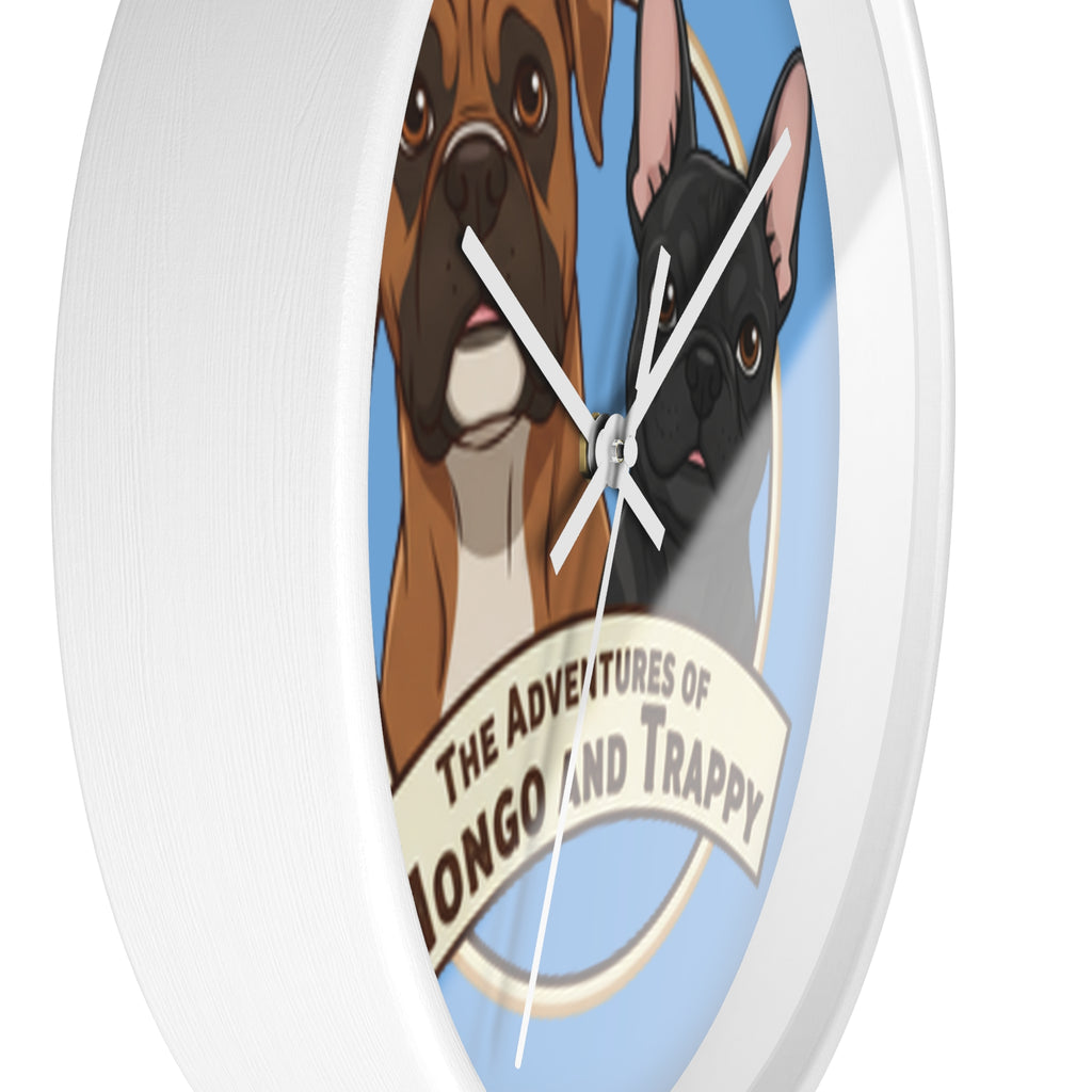 The Adventures of Mongo and Trappy Wall Clock — Cute Boxer & French Bulldog Pet Decor