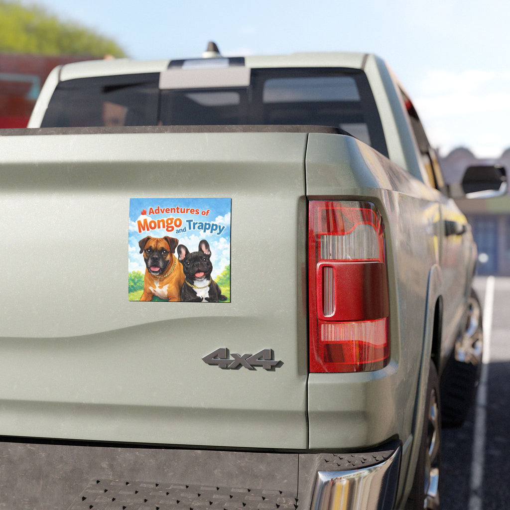 Adventures of Mongo & Trappy Car Magnet — Cute Boxer & French Bulldog Pet Magnet