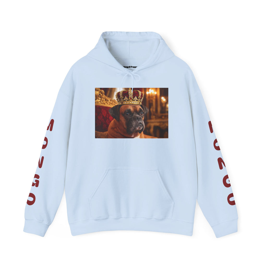 King Mungo Hoodie – Royal Dog Photo Pullover with 'Mungo' Sleeve Text
