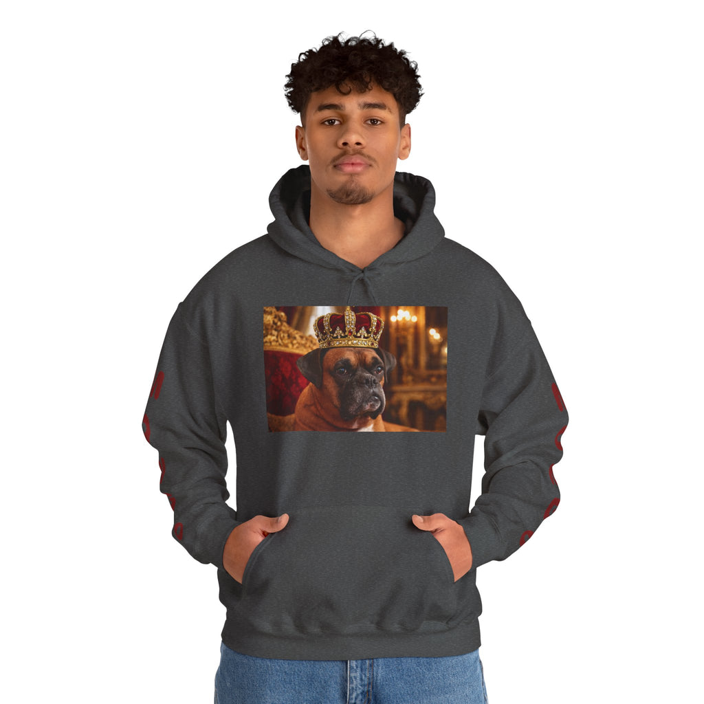 King Mungo Hoodie – Royal Dog Photo Pullover with 'Mungo' Sleeve Text