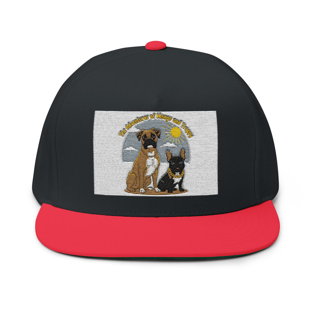 Embroidered Dog Duo Flat Bill Cap — "Mango & Troppy" Snapback